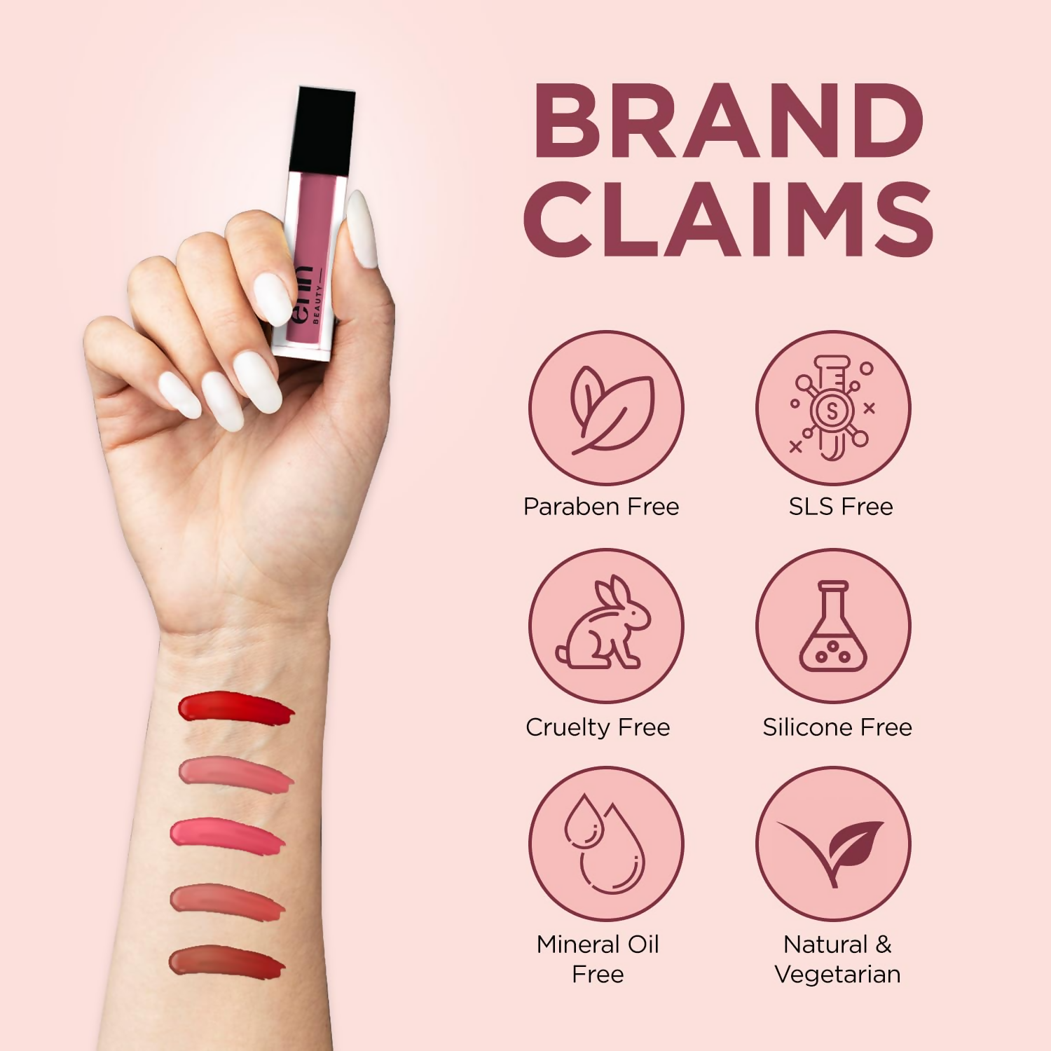 Enn Semi Matte Red Liquid Lipstick - Berry Vodka