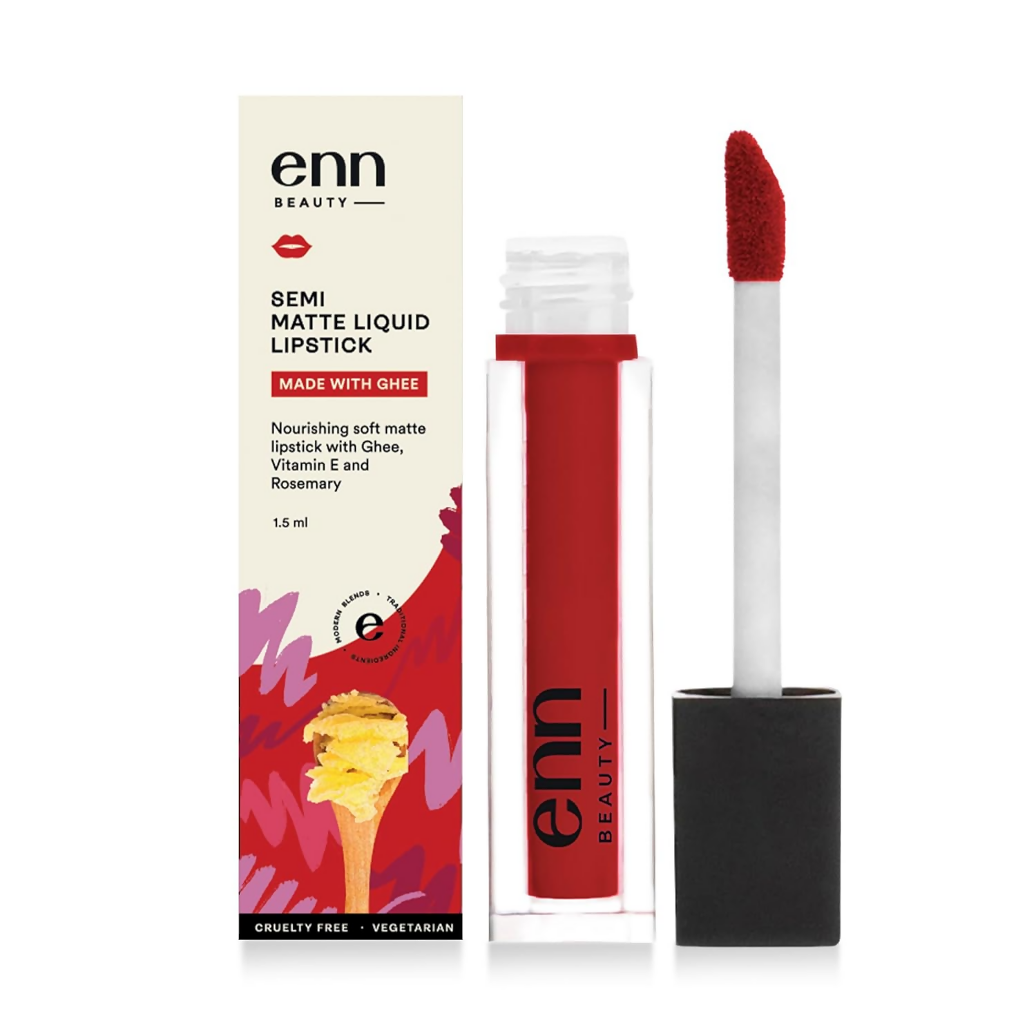 Enn Semi Matte Red Liquid Lipstick - Sangria Red