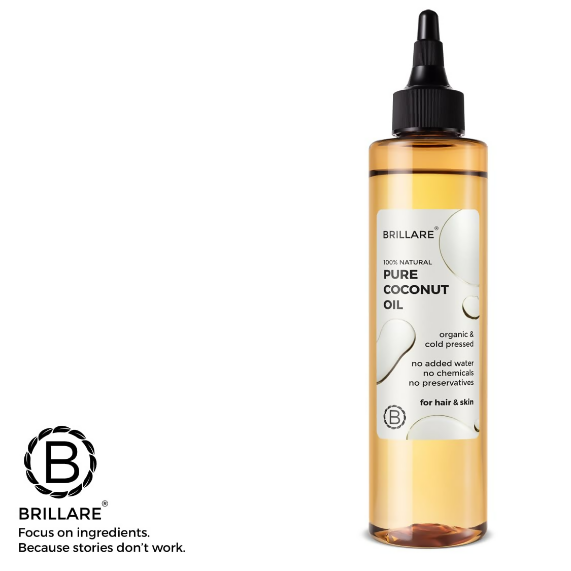 Brillare 100% Natural Pure Coconut Oil Organic & Cold Pressed Hair Oil with Zero Chemicals