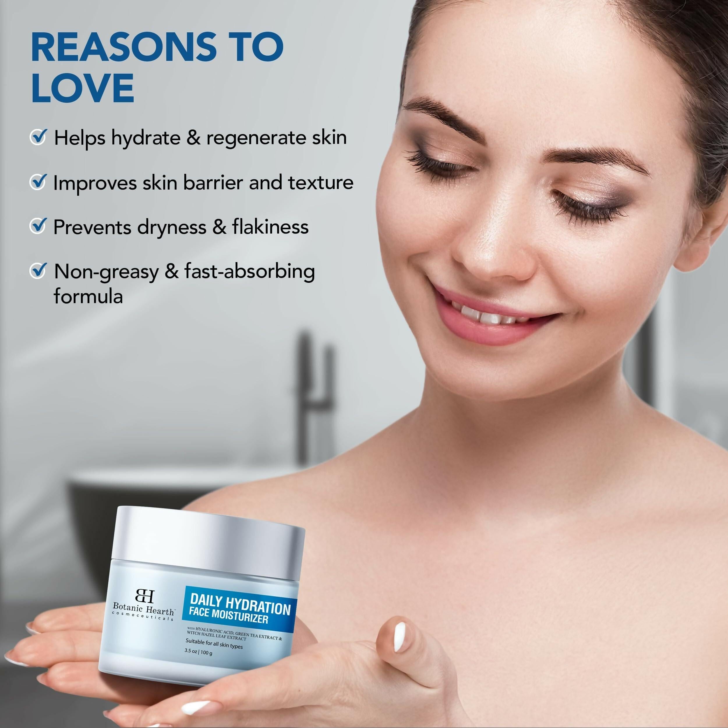 Botanic Hearth Daily Hydration Moisturizer for Face with Hyaluronic Acid & Green Tea Extract