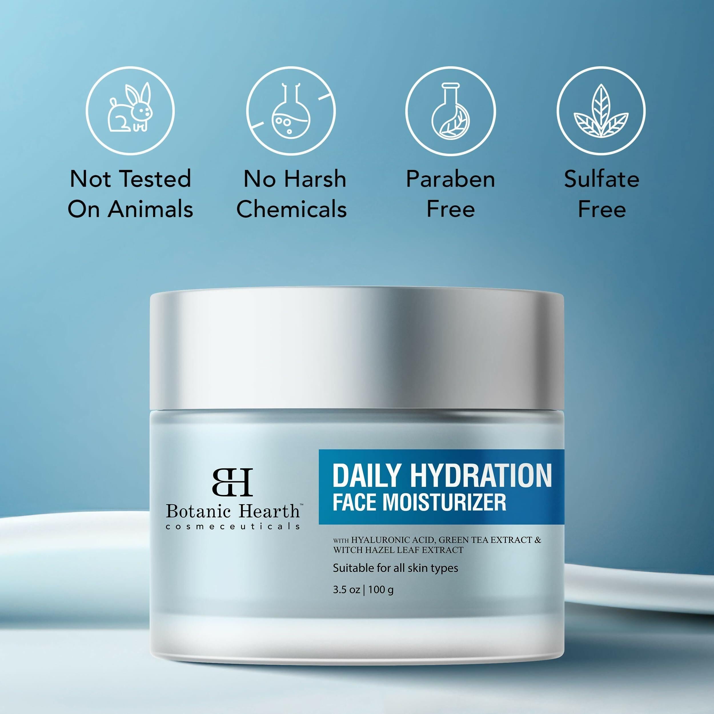 Botanic Hearth Daily Hydration Moisturizer for Face with Hyaluronic Acid & Green Tea Extract