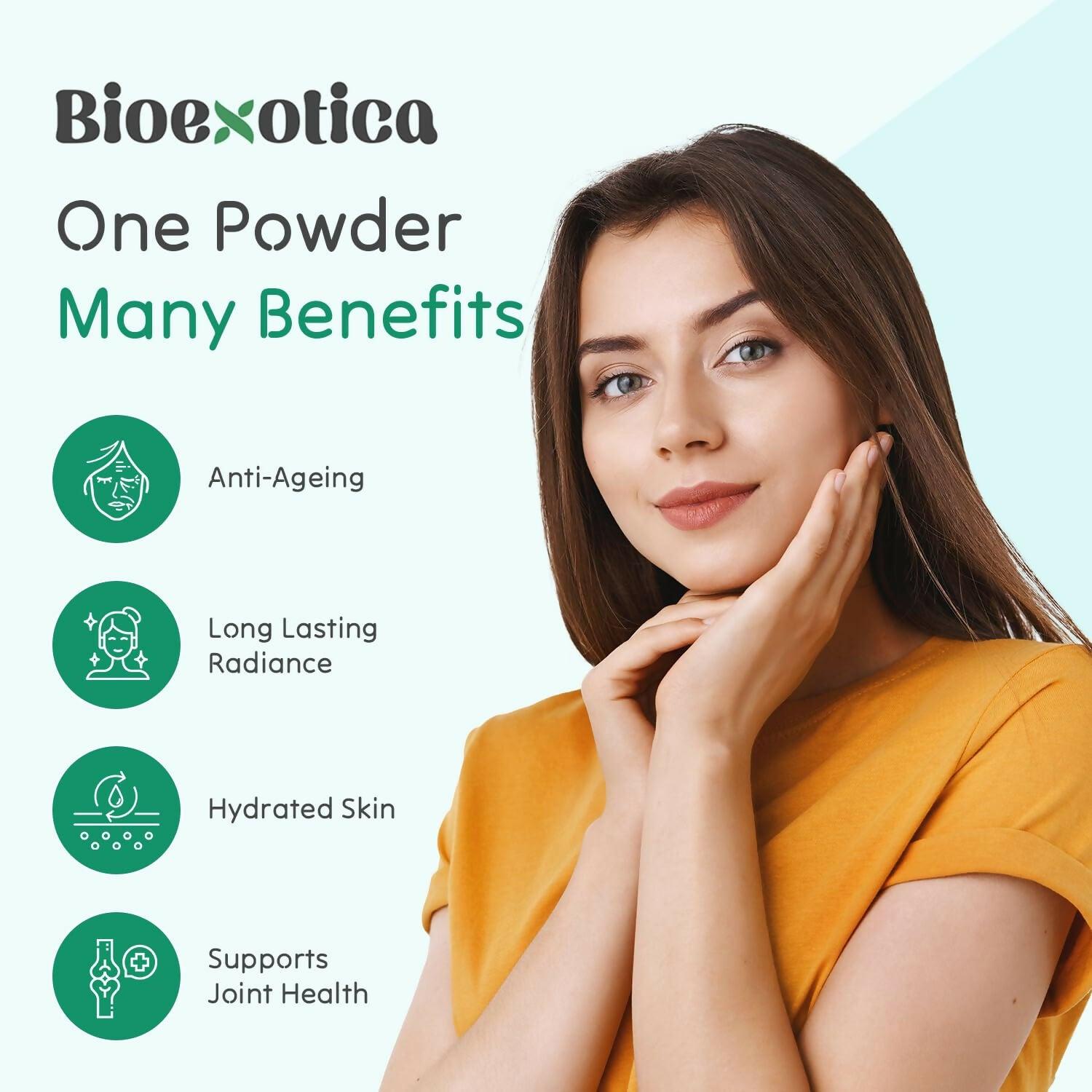 Bioexotica Orange Flavour Collagen Powder With Hyaluronic Acid, Aloe Vera, Blue Berry & Biotin