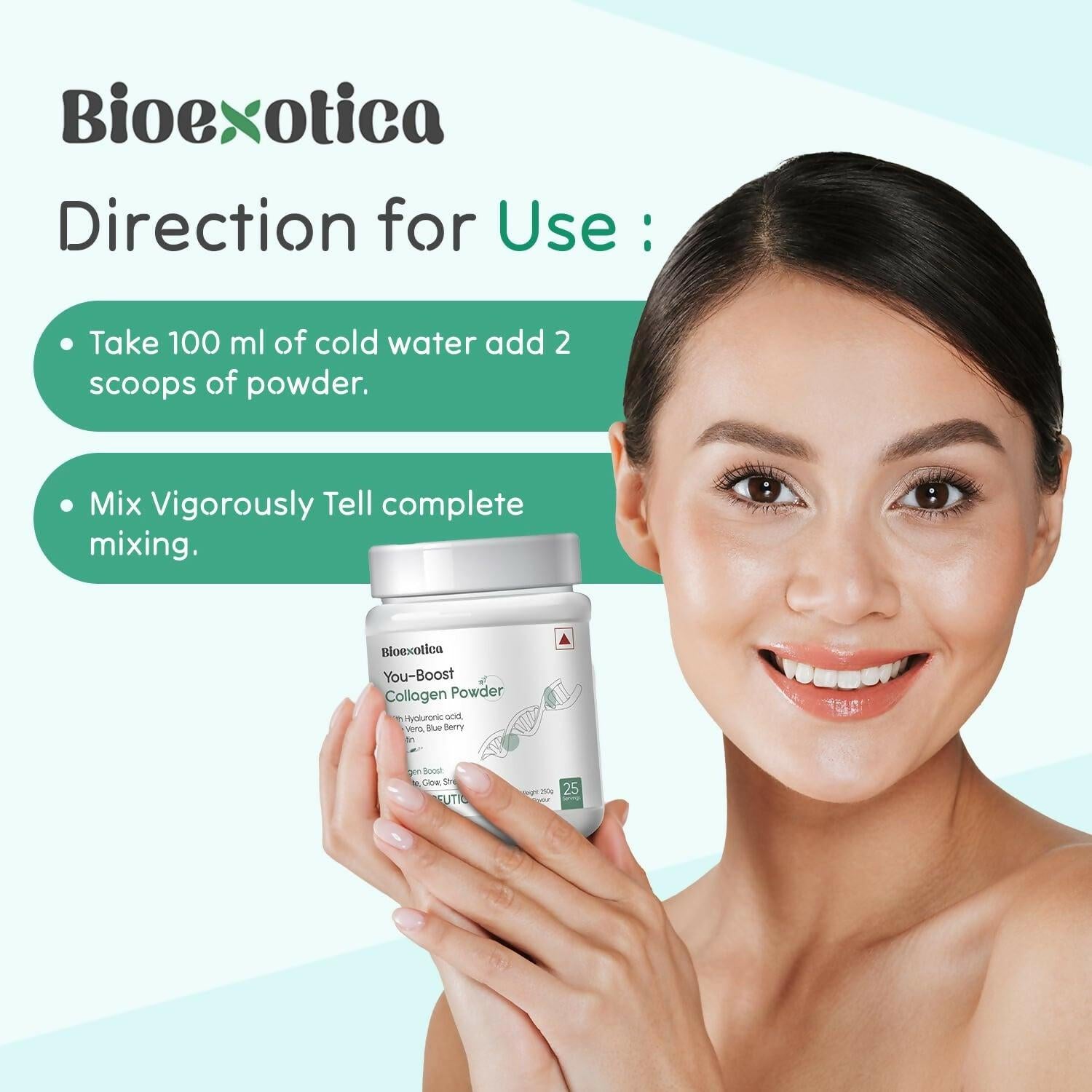 Bioexotica Orange Flavour Collagen Powder With Hyaluronic Acid, Aloe Vera, Blue Berry & Biotin