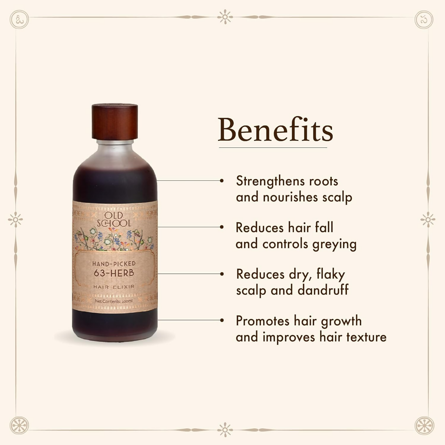 Old School Rituals 63-Herb Hair Elixir All-Natural Hair Oil For Growth Of Strong & Healthy Hair