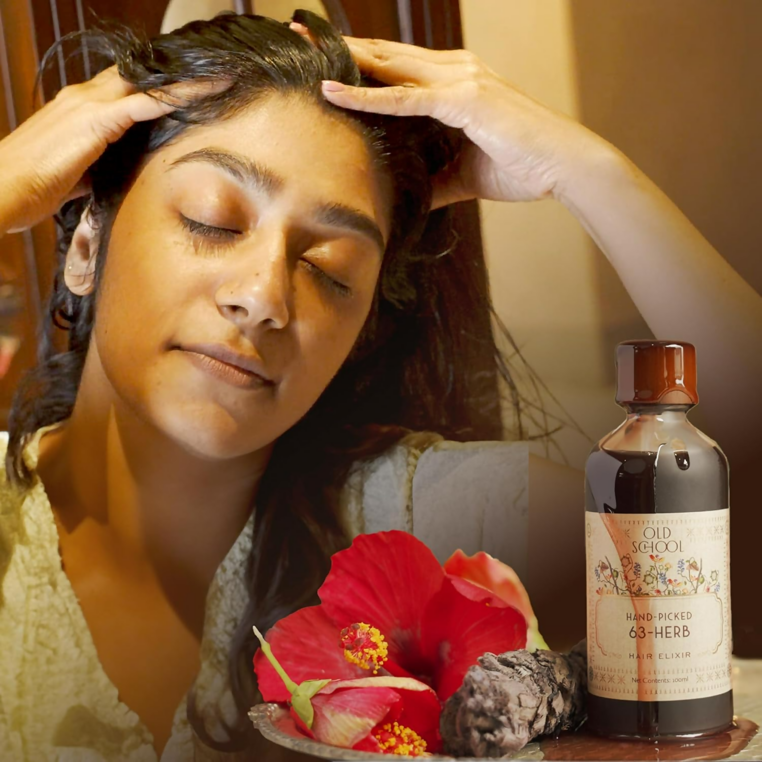 Old School Rituals 63-Herb Hair Elixir All-Natural Hair Oil For Growth Of Strong & Healthy Hair