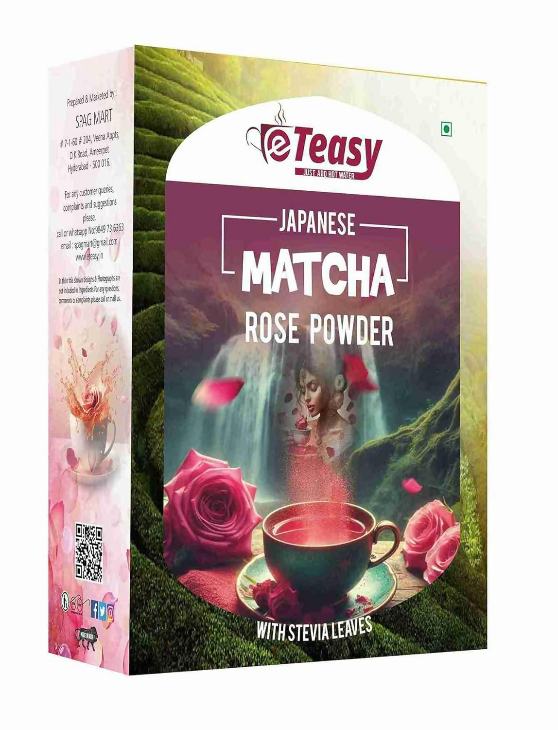 Eteasy Matcha Green Rose Petals Lemon Herbal Tea Powder