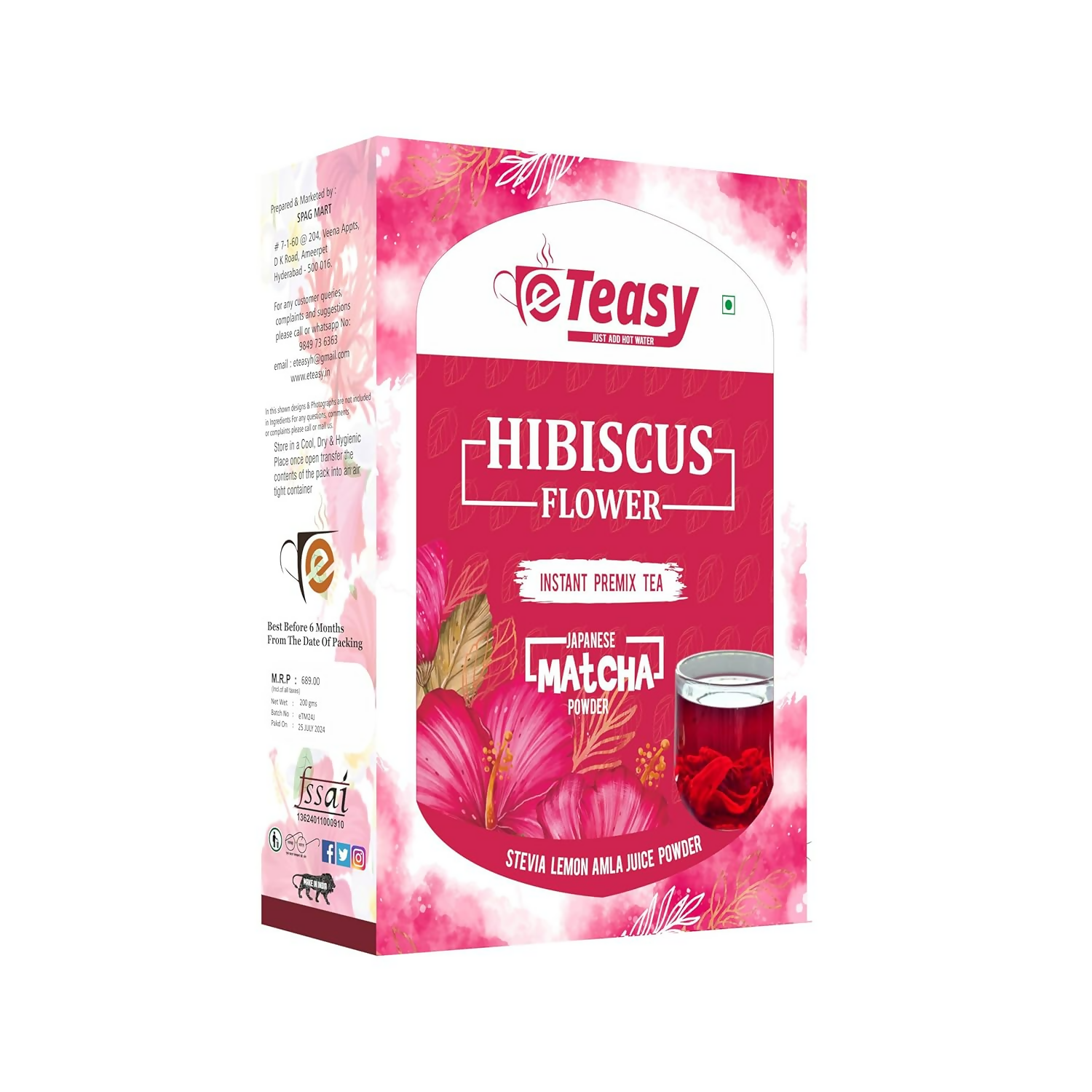 Eteasy Japanese Matcha Sun Dried Hibiscus Flower Powder