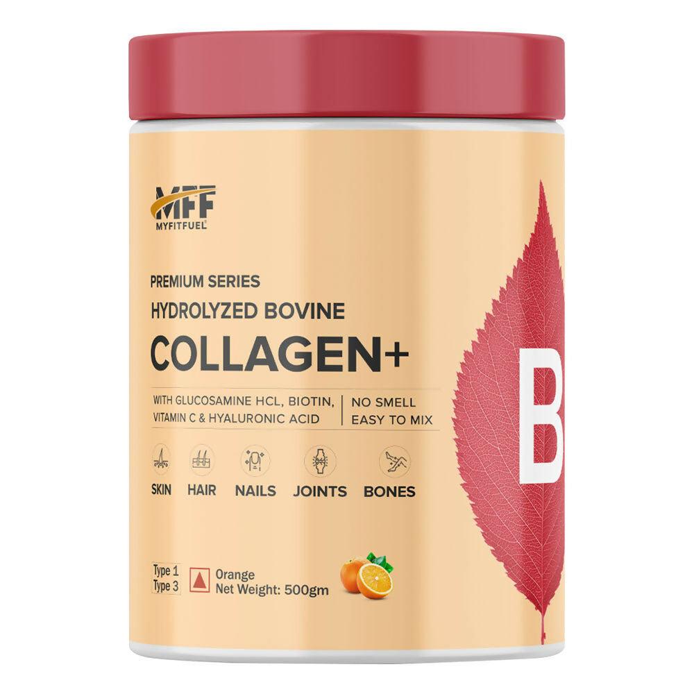 MyFitFuel Hydrolyzed Bovine Collagen + Hyaluronic Acid Biotin Vitamin C Skin Hair Nails - Orange