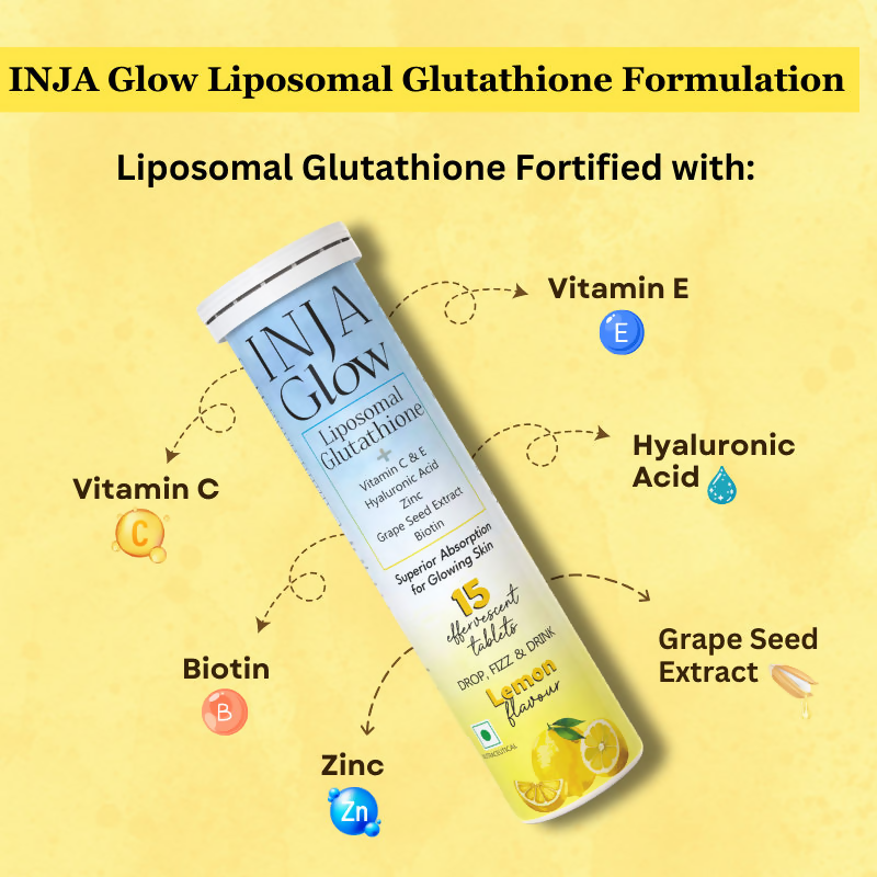 Inja Glow Liposomal Glutathione Drop Fizz & Drink Effervescent Tablets - Lemon