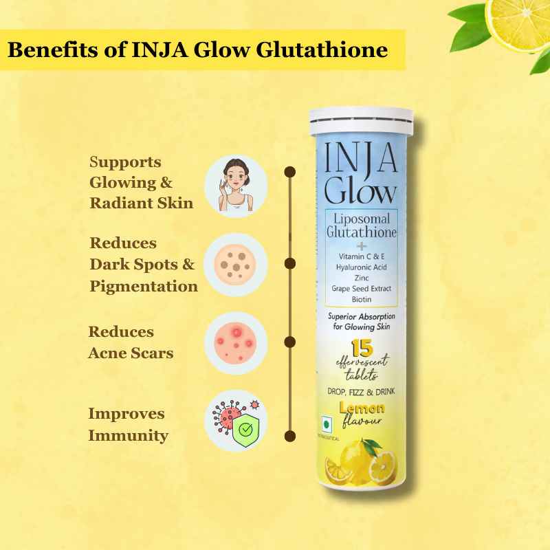 Inja Glow Liposomal Glutathione Drop Fizz & Drink Effervescent Tablets - Lemon