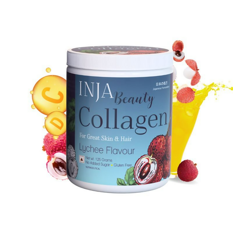Inja Beauty Collagen For Skin- Hair & Nails- With Vit C- Glutathione- Biotin - Lychee Flavour