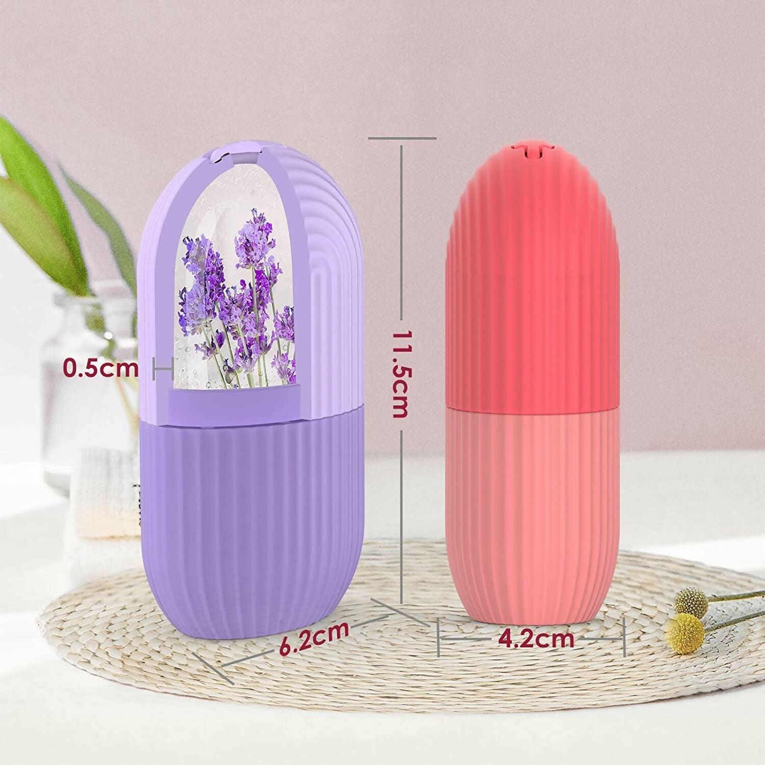 Ice Face Roller Silicone Facial Cube for Eyes Neck Massage Remove Dark Circle - Purple