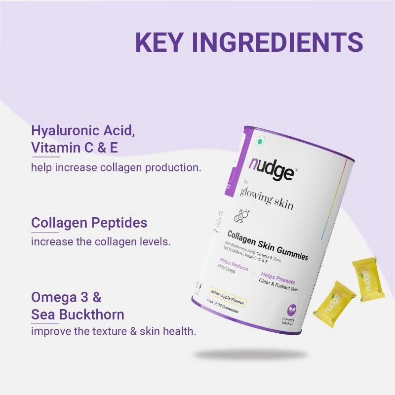 Nudge Collagen Skin Health Gummies - Golden Apple Flavour