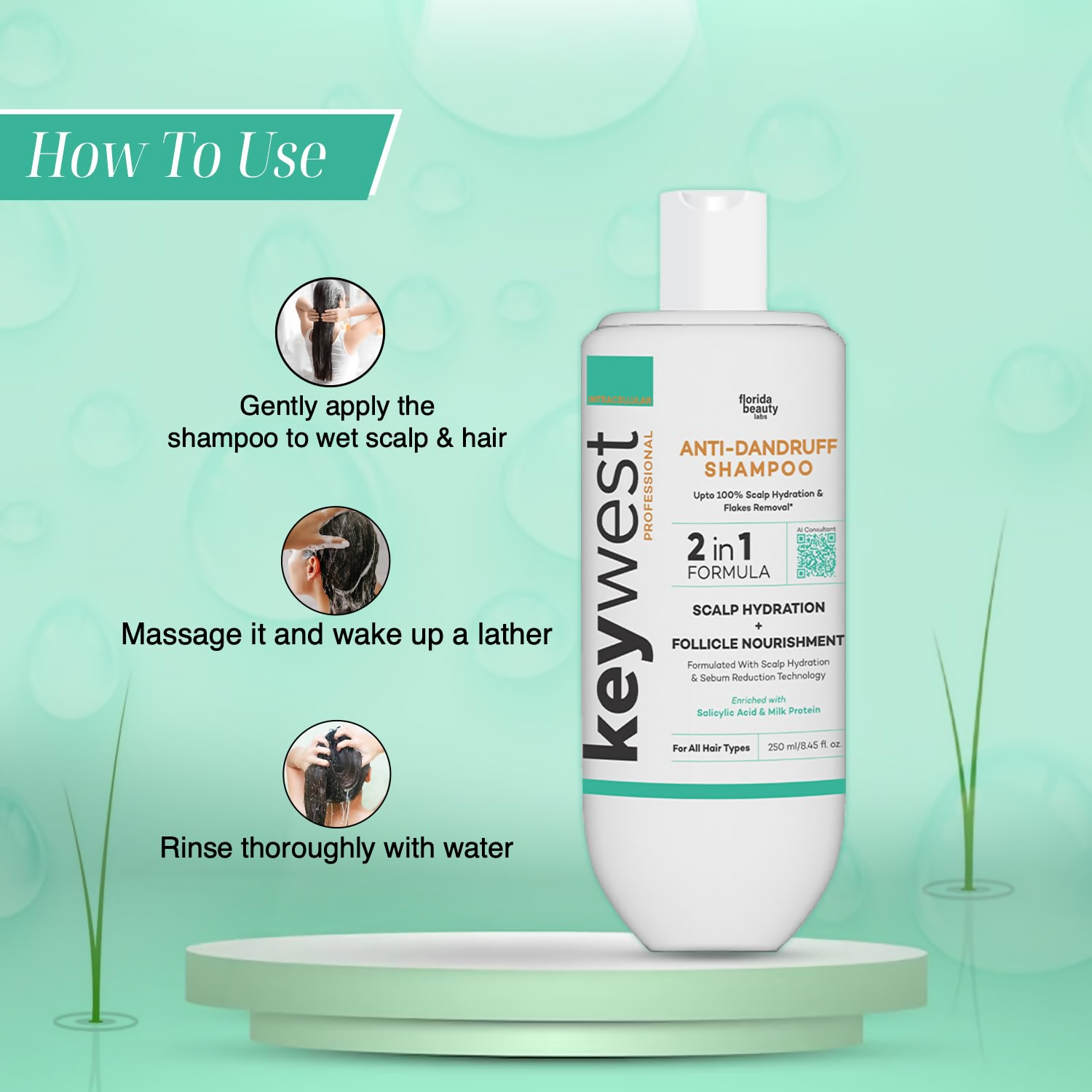 Keywest Professional Anti Dandruff Shampoo 2in1 Formula Scalp Hydration + Follicle Nourishment