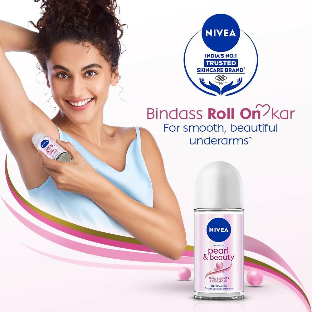 Nivea Pearl and Beauty Deo Roll On With Pearl Extracts & Avocado Oil 48 H Smooth & Beautiful Underarms 0% Alcohol