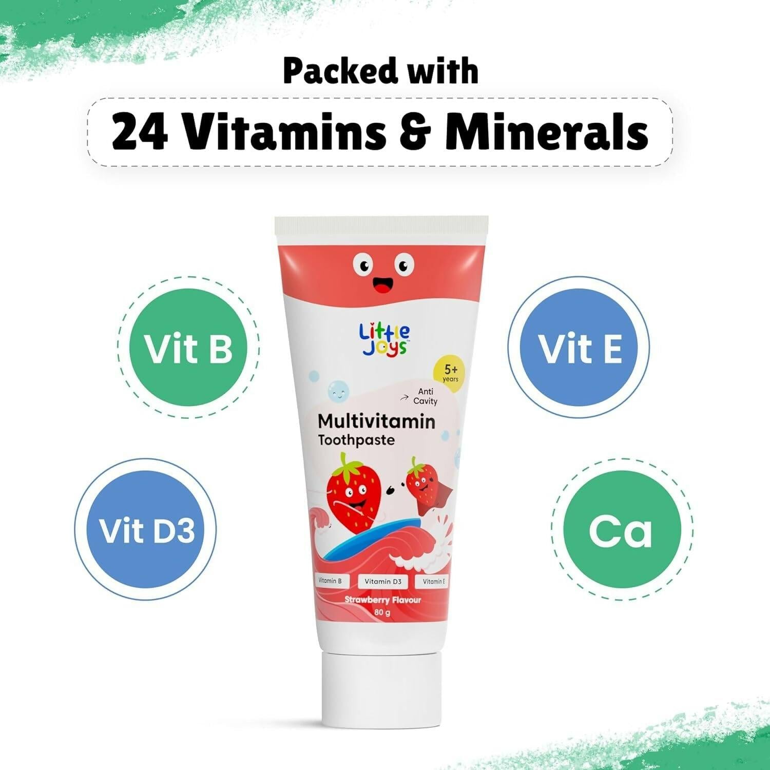 Little Joys Multivitamin Toothpaste for 5+ Years Kids, Strawberry Flavor, Fights Germs & Cavity