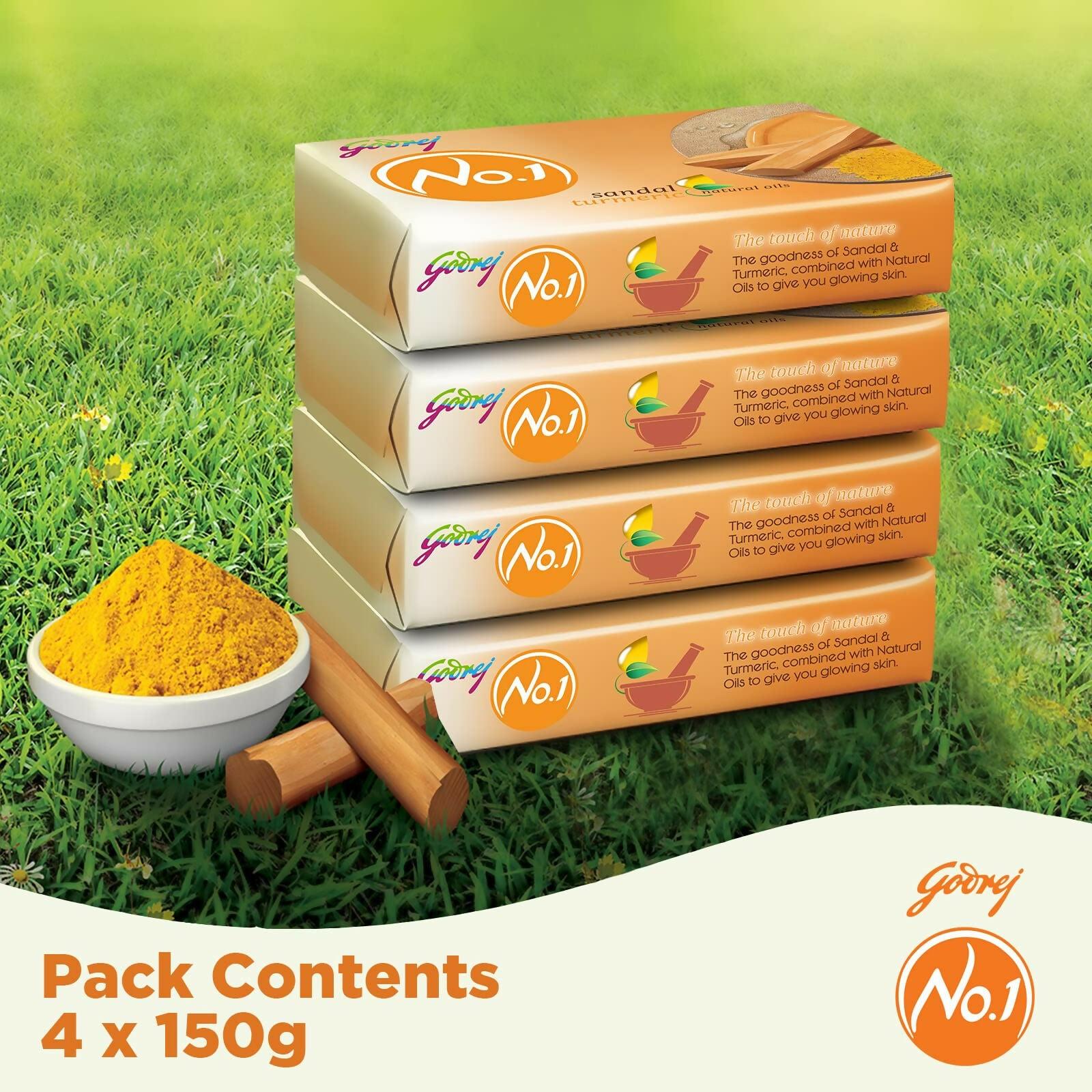 Godrej No.1 Sandal and Turmeric Soap Long-Lasting Fragrance