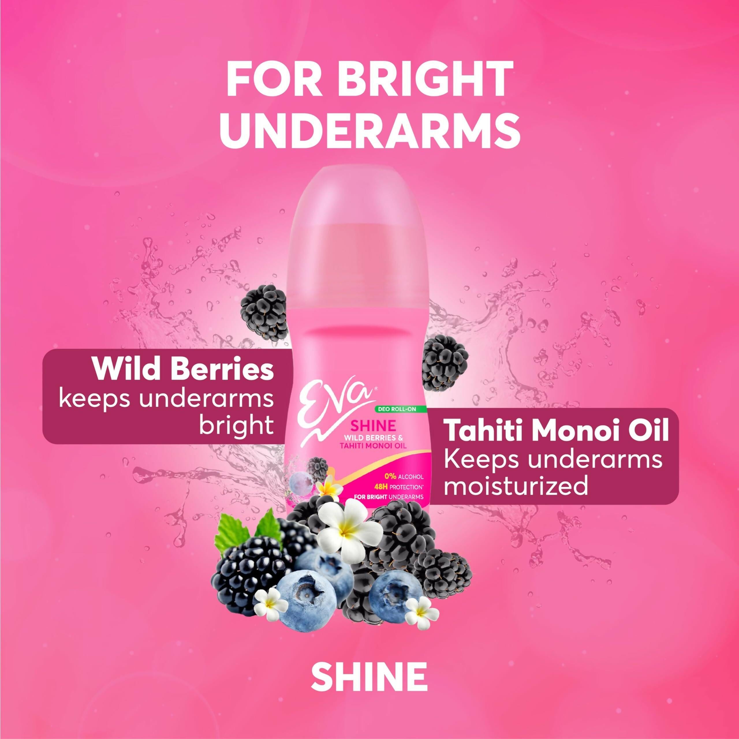 Eva Underarm Roll on Deodorant For Bright, Fresh & Smooth Underarms, Alcohol & Aluminium Free, For Women