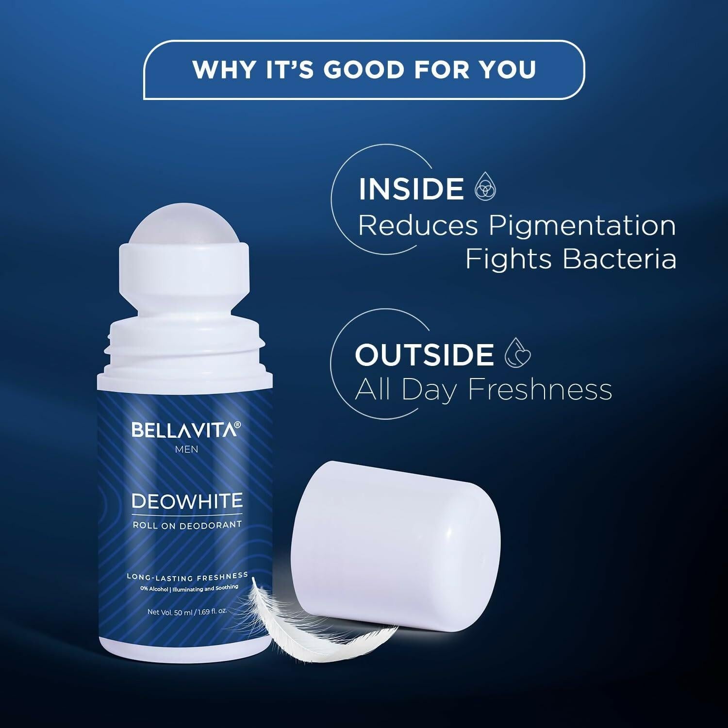 Bella Vita Deo White Natural Underarm Roll On Deodorant for Men