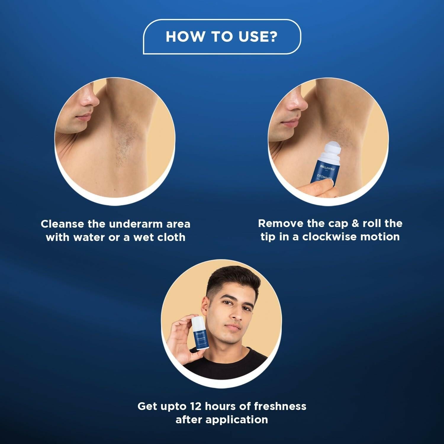 Bella Vita Deo White Natural Underarm Roll On Deodorant for Men