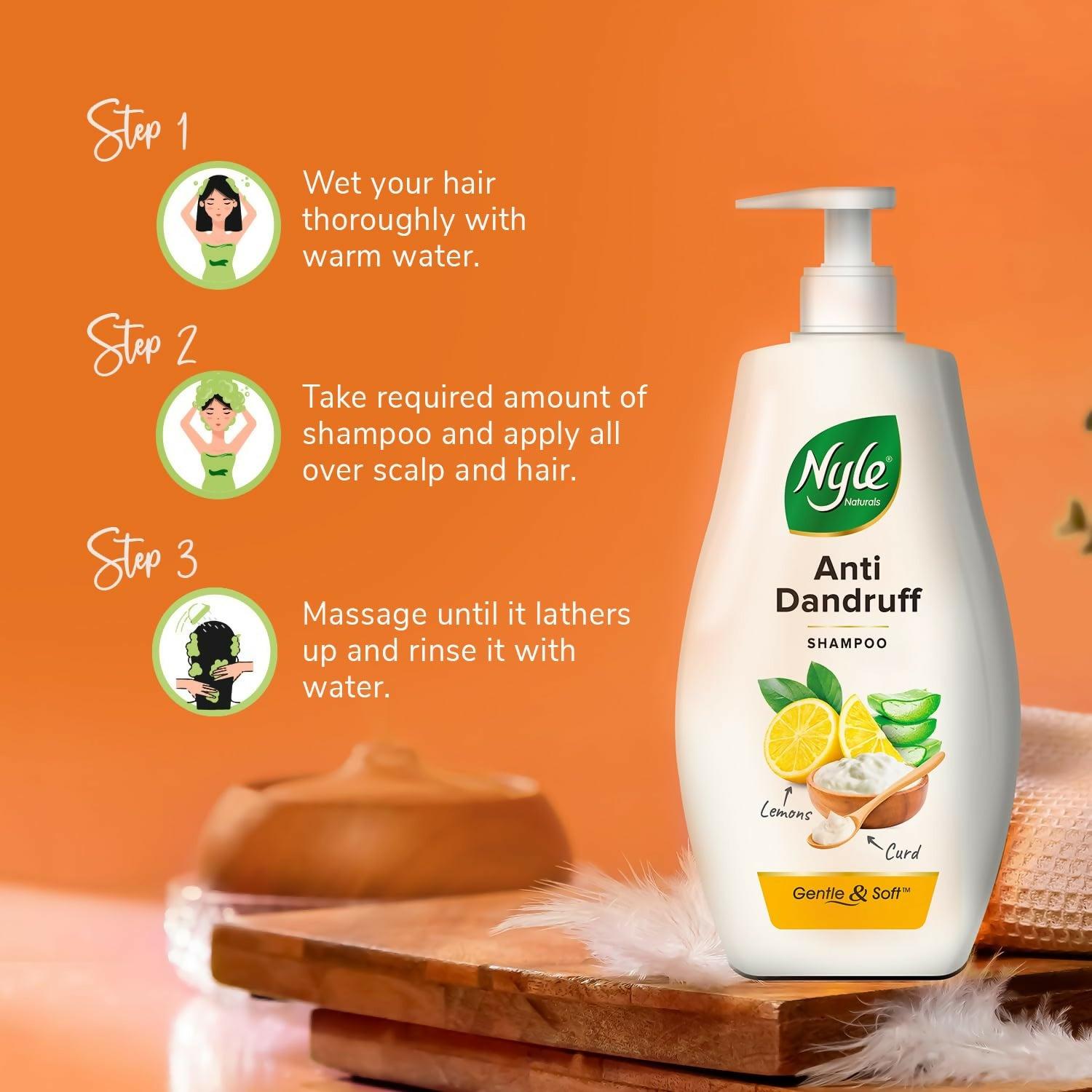 Nyle Naturals Anti Dandruff Shampoo, With Lemon And Curd, Gentle & Soft, For Men & Women