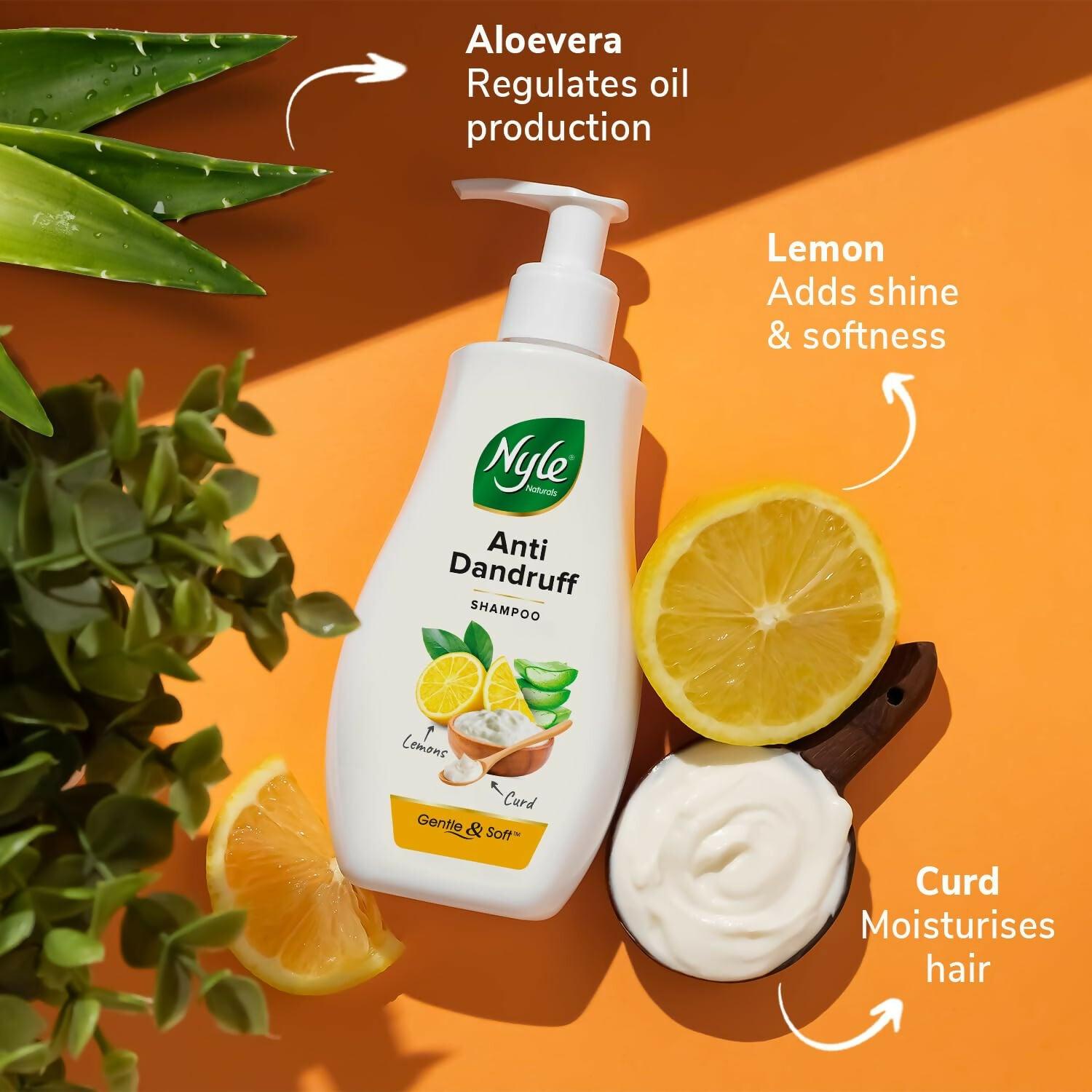 Nyle Naturals Anti Dandruff Shampoo, With Lemon And Curd, Gentle & Soft, For Men & Women