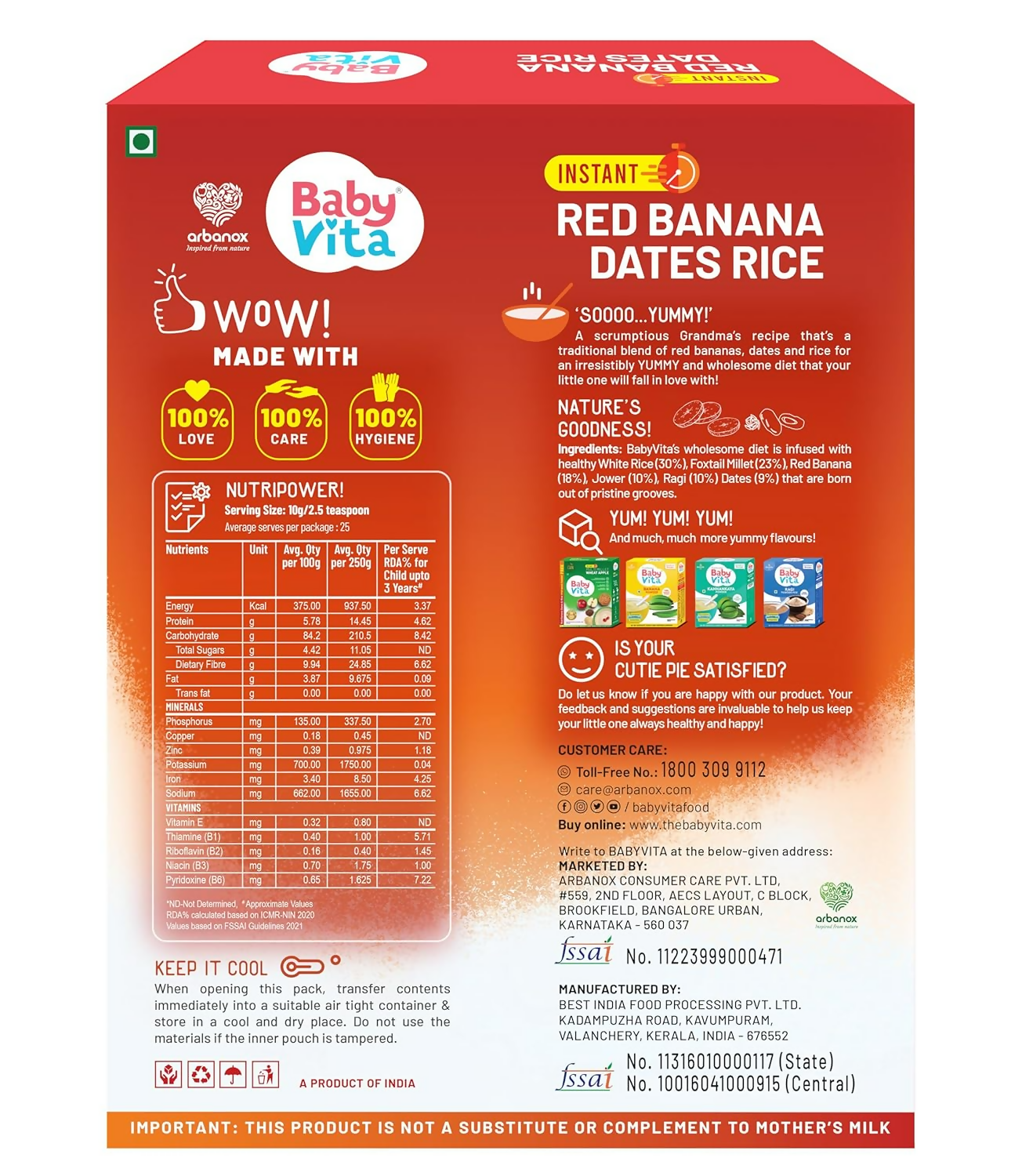 Babyvita Arbanox Red Banana Dates Rice Wholesome Blend For Little Ones Trusted By Parents