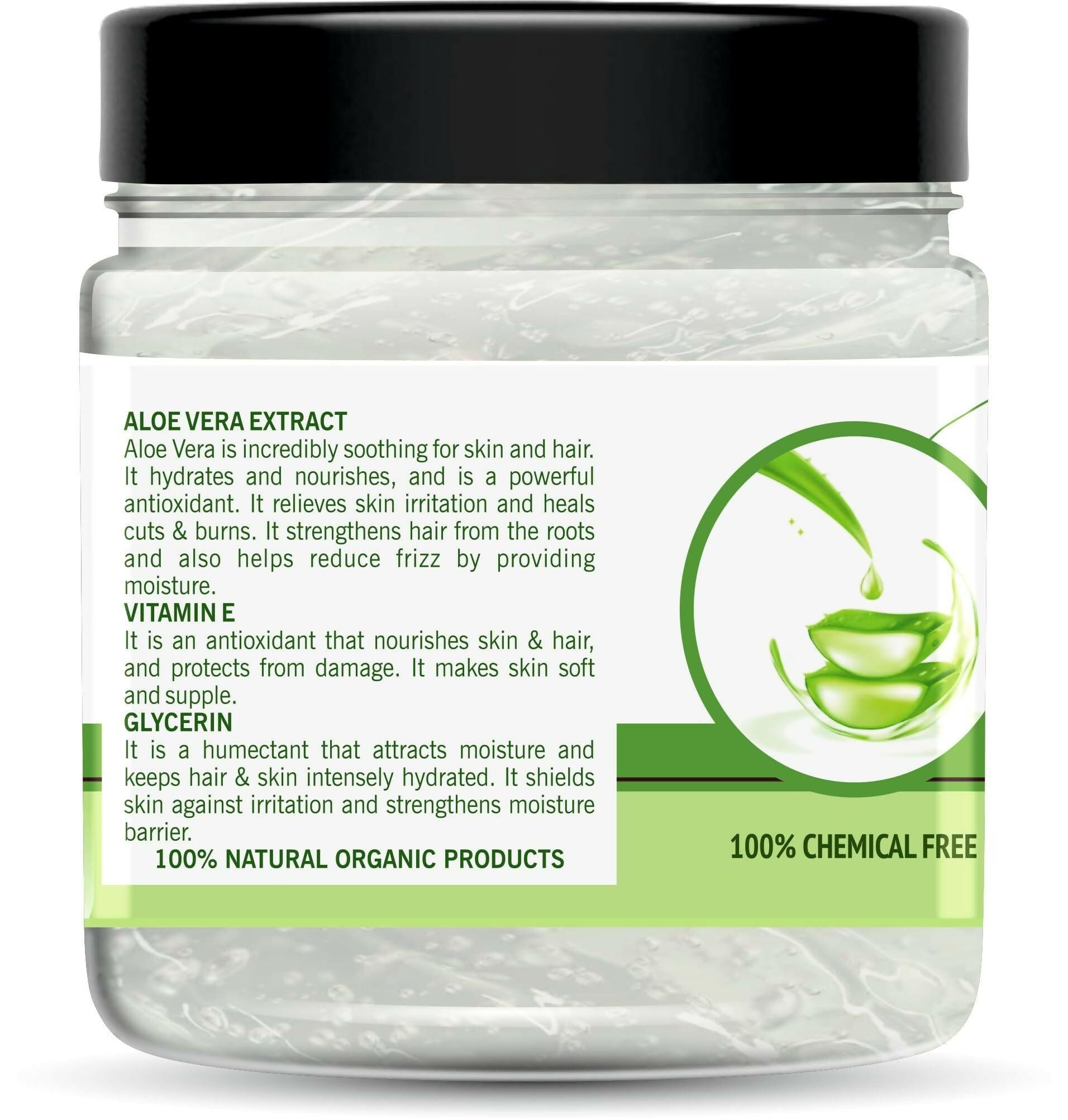 Organic 100% Aloe Vera Gel For Face, with Natural Aloe Vera & Vitamin E for Skin and Hair