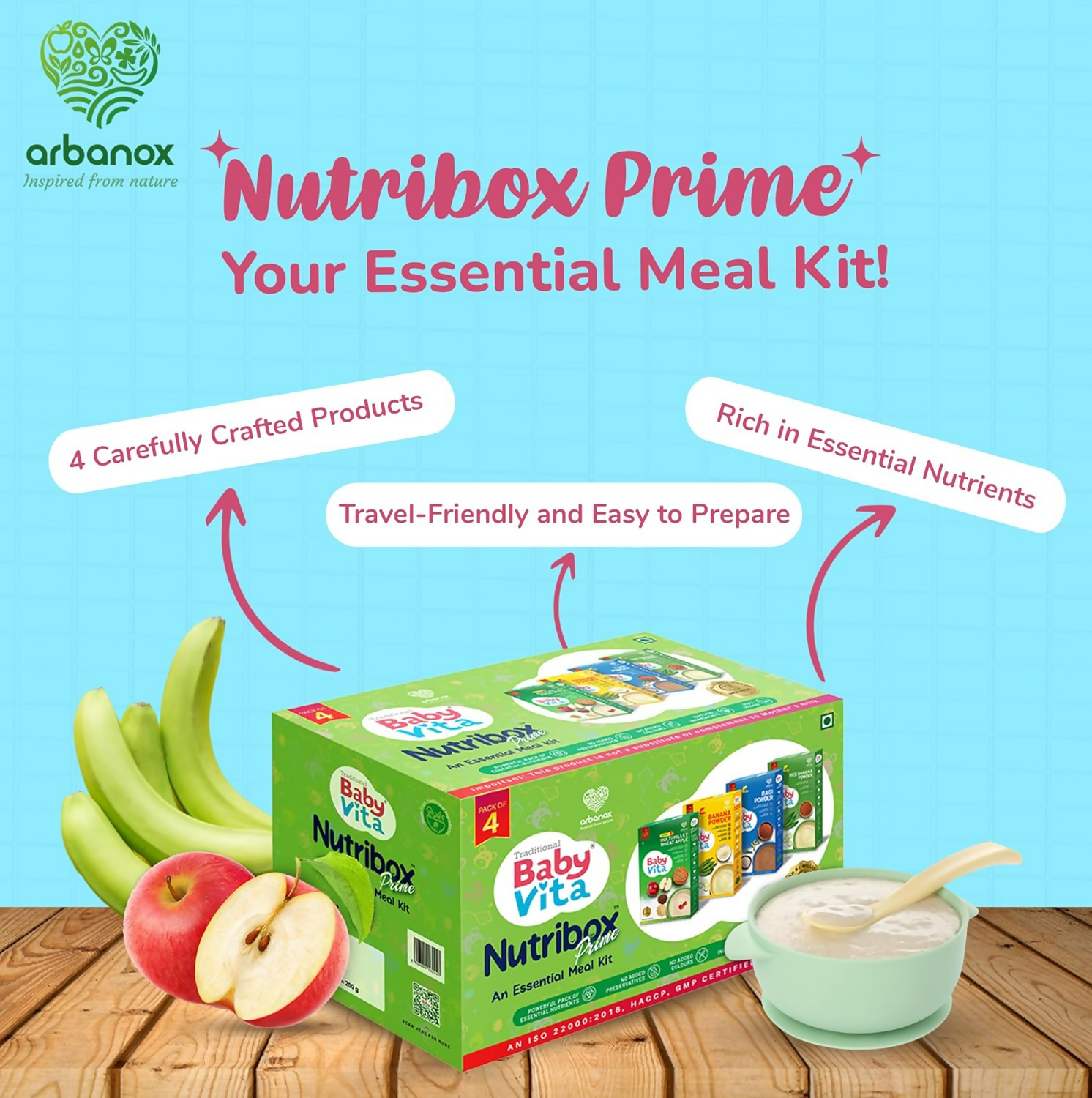 BabyVita Arbanox Nutribox Prime Essential Meals For Little Ones Variety of Nutrient-Packed Powders Combo
