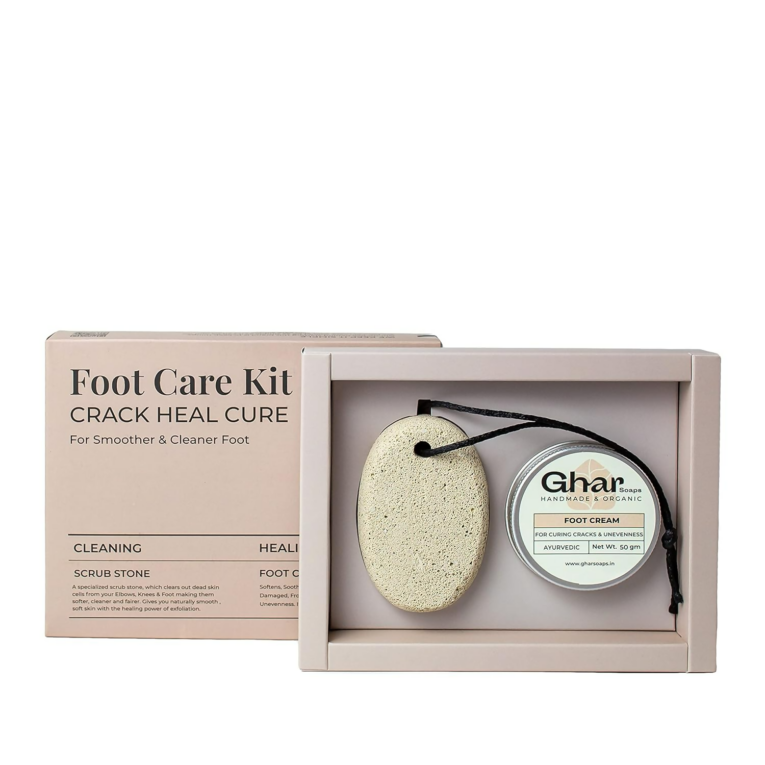 Ghar Soaps Foot Cream For Cracked Heels With Scrub Stone For Women & Men