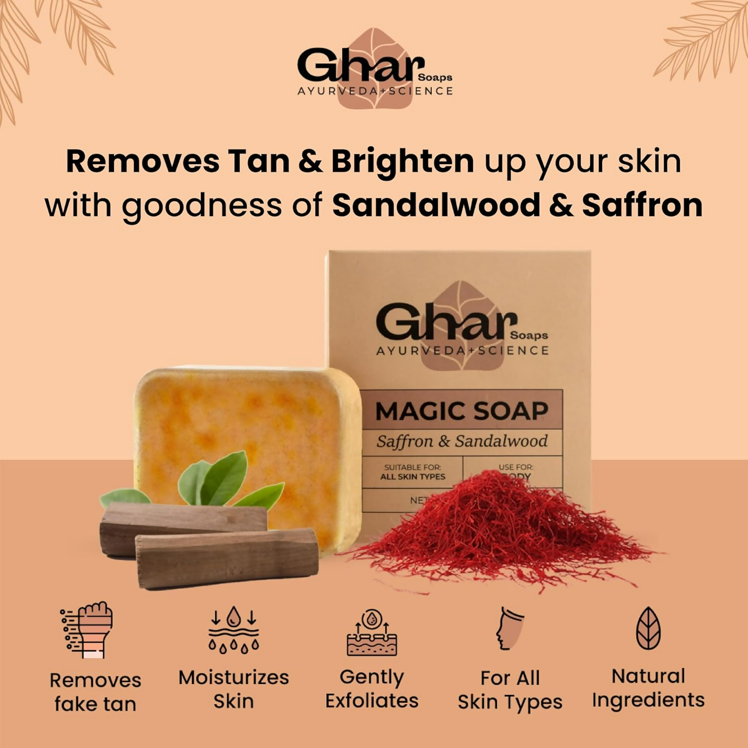 Ghar Soaps Sandalwood & Saffron Magic Soaps For Bath