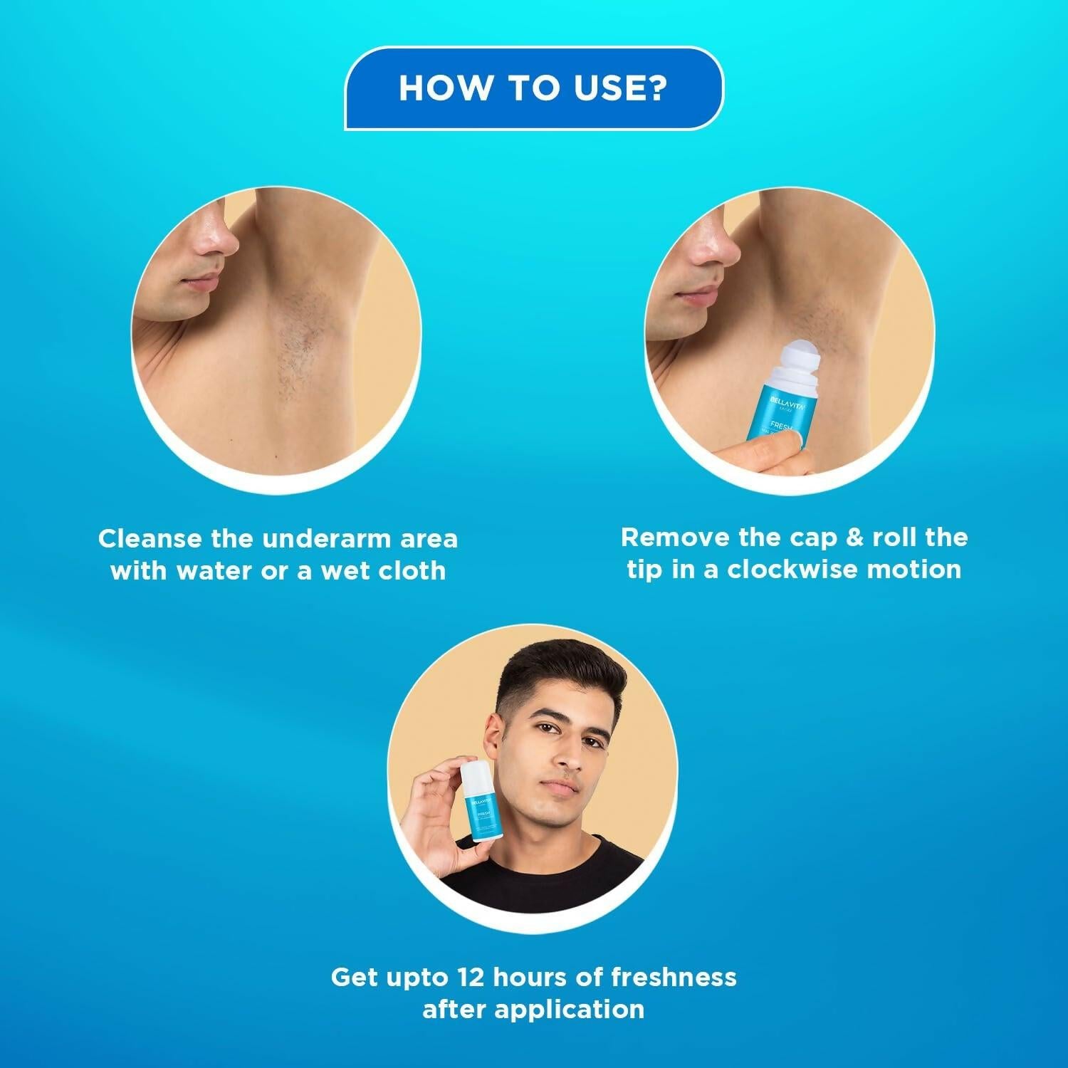 Bella Vita Fresh Natural Underarm Roll On Deodorant for Men & Women