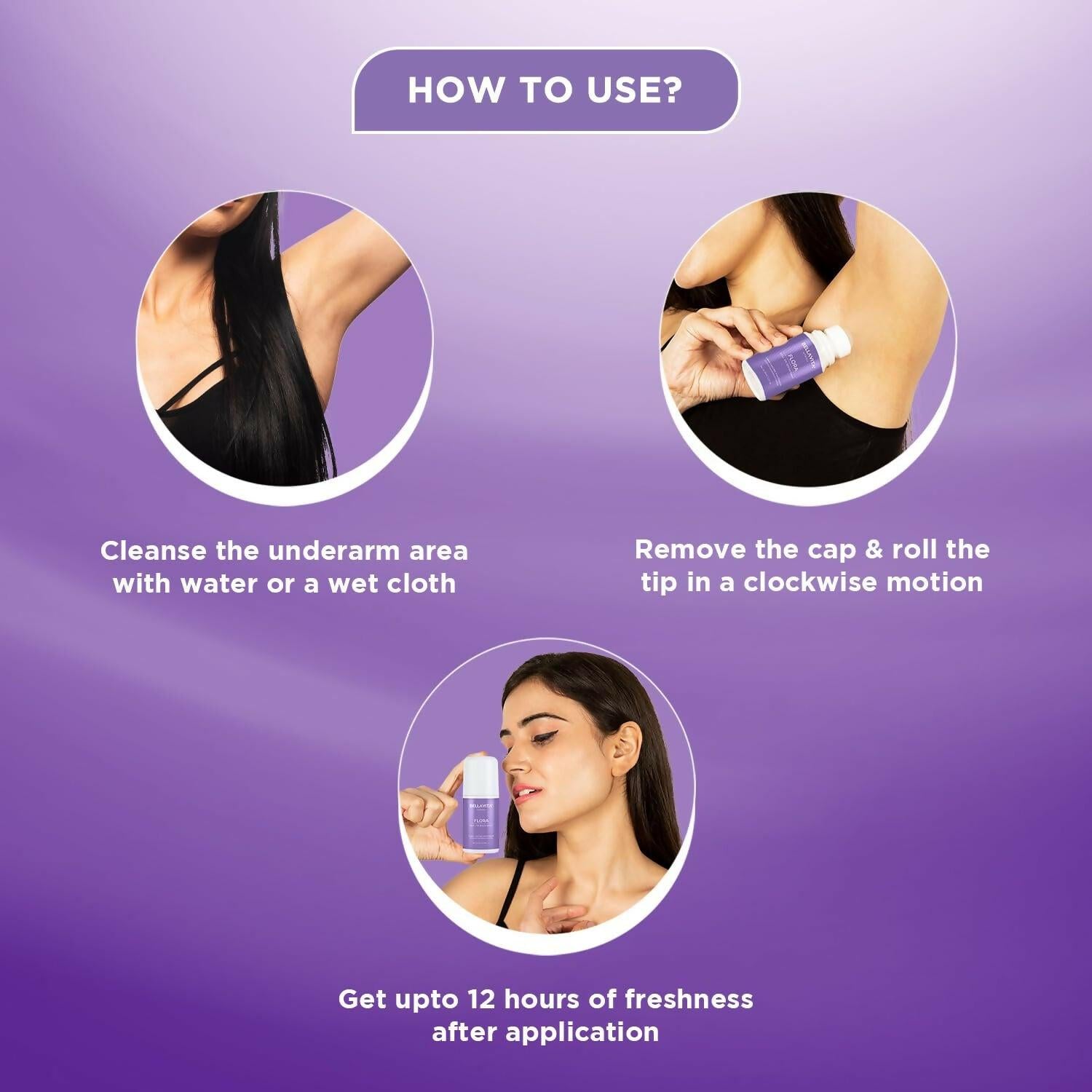 Bella Vita Flora Natural Underarm Roll On Deodorant for Women