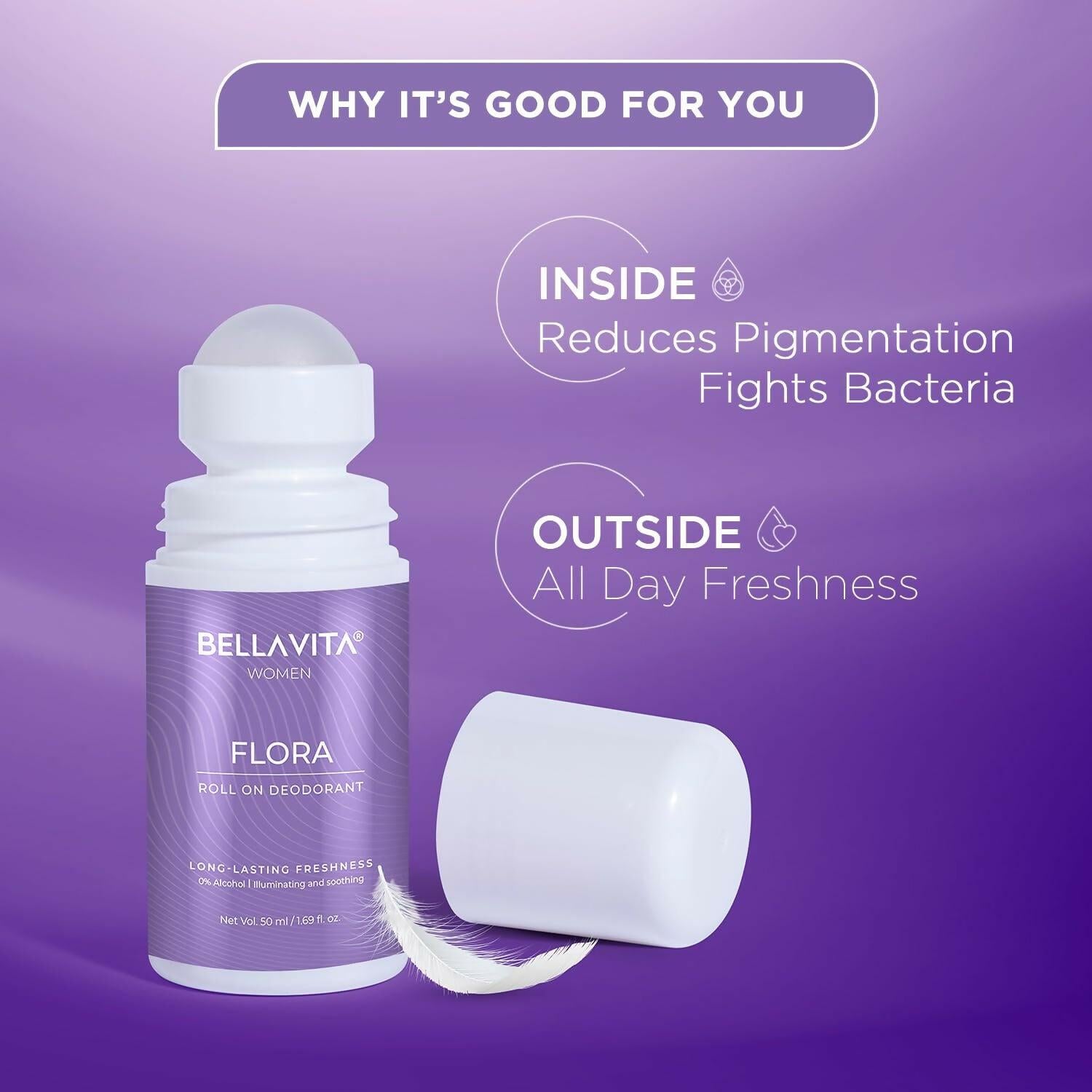 Bella Vita Flora Natural Underarm Roll On Deodorant for Women