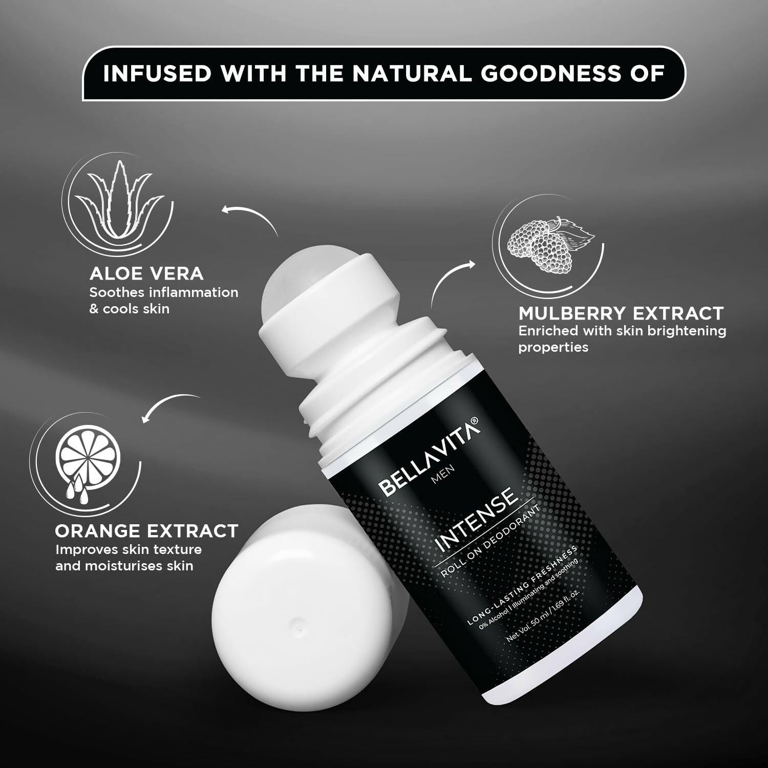 Bella Vita Intense Natural Underarm Roll On Deodorant for Men