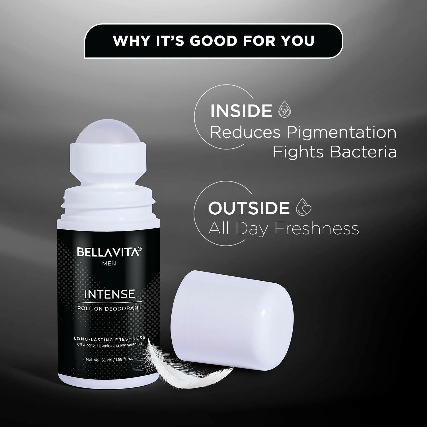 Bella Vita Intense Natural Underarm Roll On Deodorant for Men