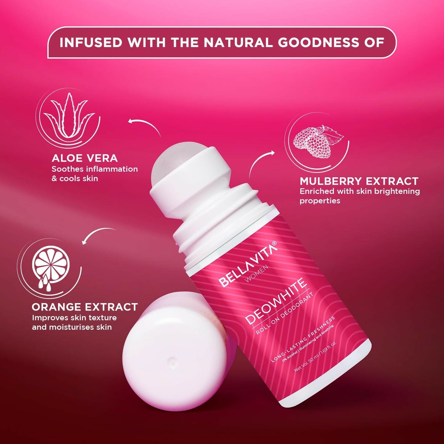 Bella Vita Deo White Natural Underarm Roll On Deodorant for Women