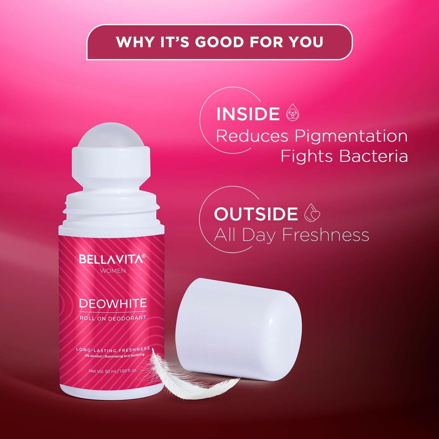 Bella Vita Deo White Natural Underarm Roll On Deodorant for Women