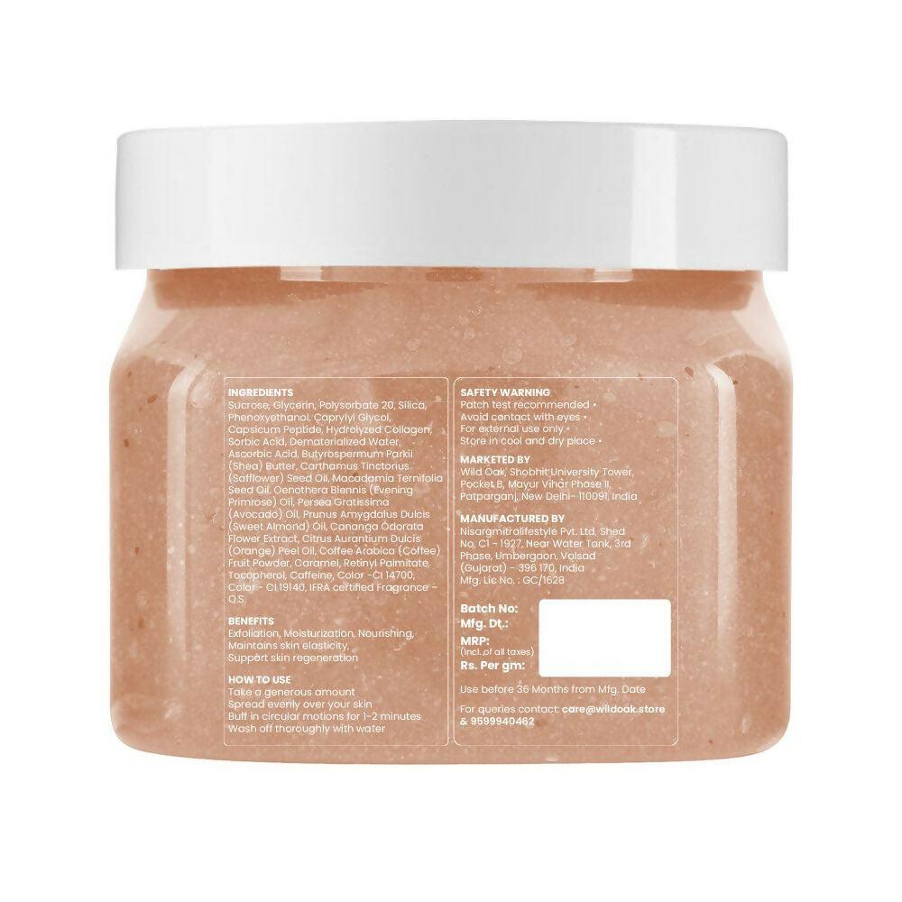 Wild Oak Iced Coffee Shea Butter Sugar Scrub with Ascorbic Acid, Vegan Collagen & Peptides For Tan Removal & Smooth Skin