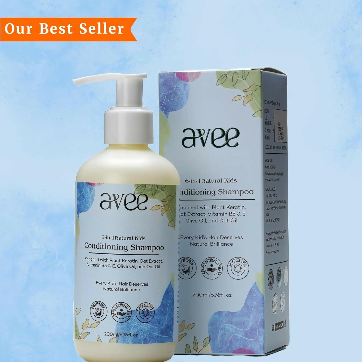 Avee Kids Shampoo for 5 to 12 Yrs, Silky & Shiny Hair, Easy Detangling, Reduces Itchy Scalp & Hair Fall