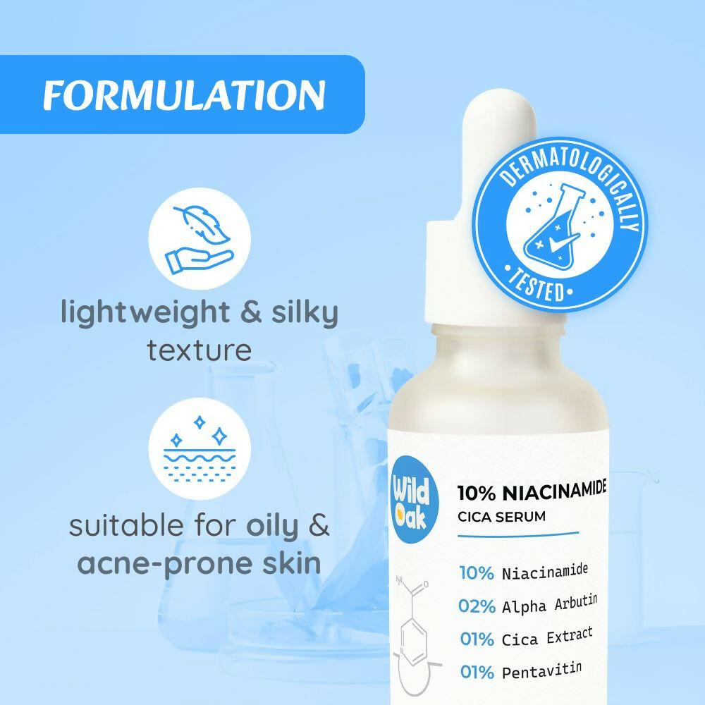 Wild Oak 10% Niacinamide Cica Serum For Face Reduces Sebum Pigmentation, Evens Skin Tone & Minimises Pores