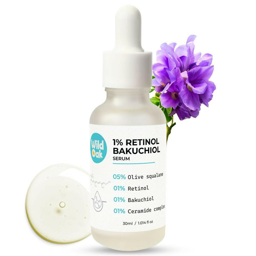 Wild Oak 1% Retinol Bakuchiol Face Serum Anti-Aging Brightening & Skin Texture Improvement
