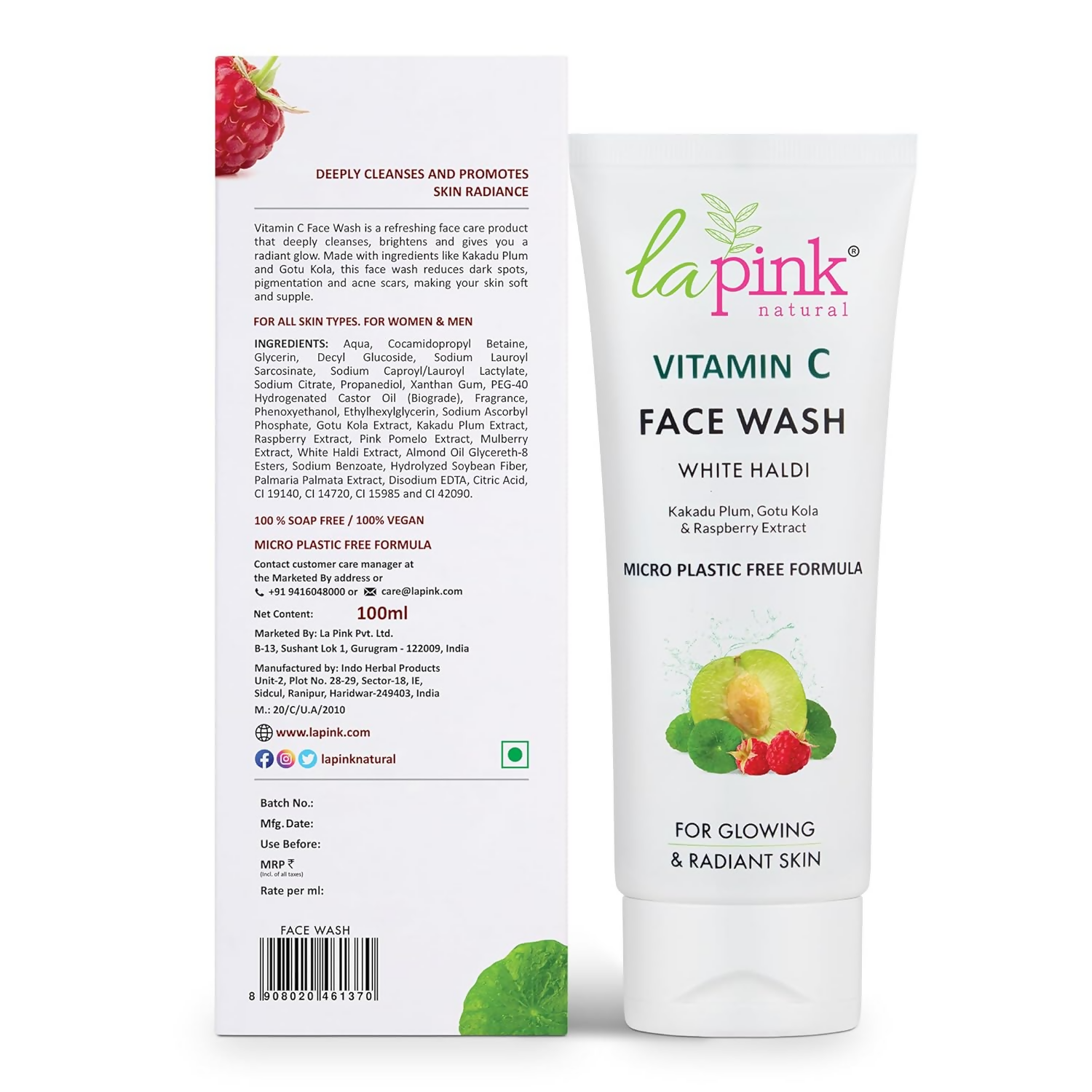 La Pink Vitamin C Face Wash With White Haldi & Gotu Kola