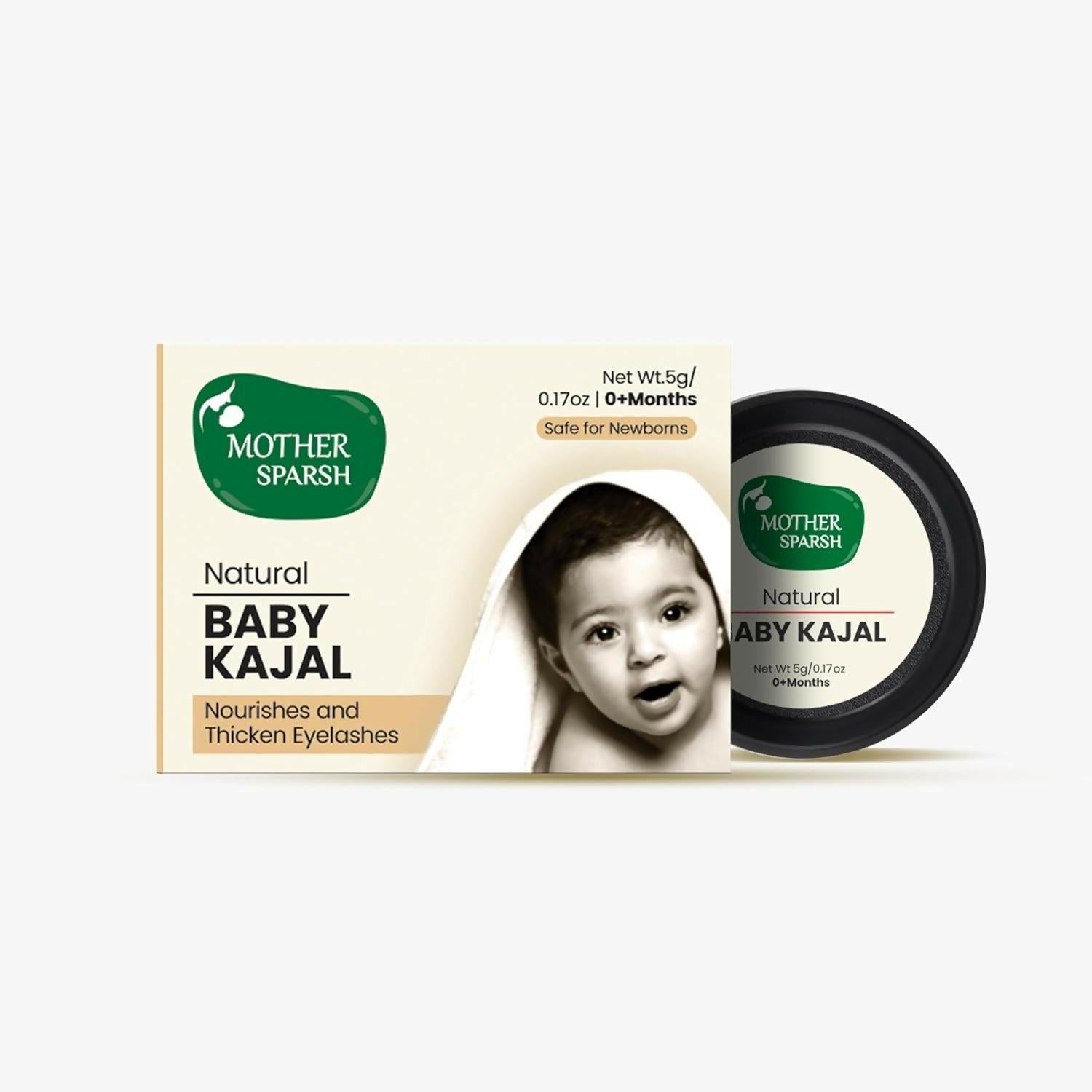 Mother Sparsh Natural Baby Kajal with Zero Lead Content, Irritation Free & Safe for Newborn Babies