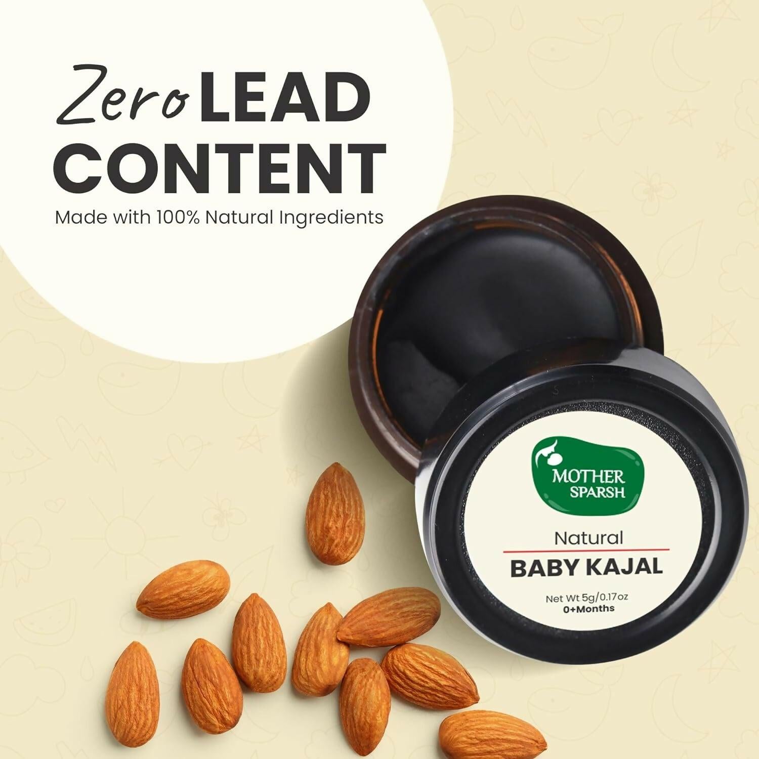 Mother Sparsh Natural Baby Kajal with Zero Lead Content, Irritation Free & Safe for Newborn Babies