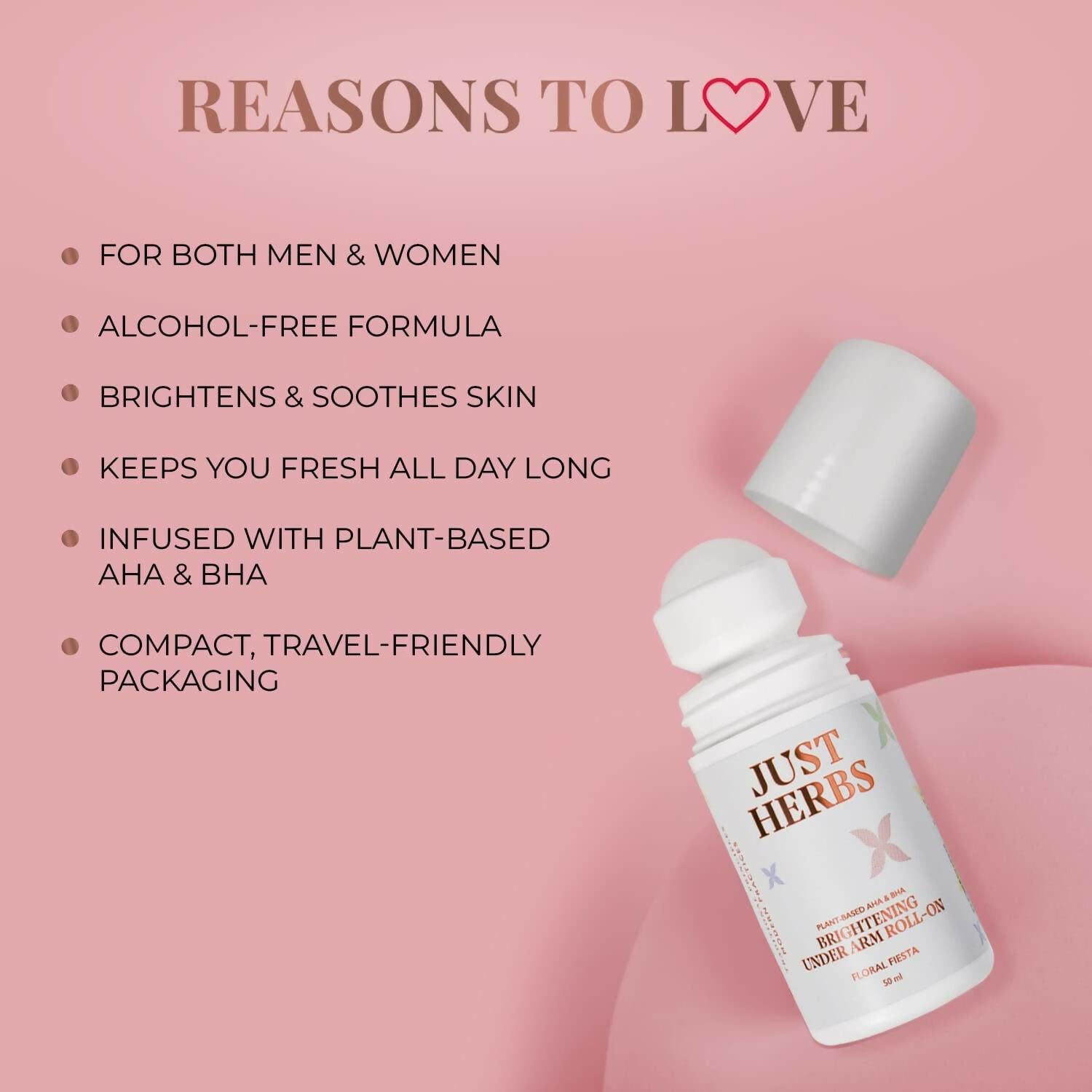 Just Herbs Under Arm Roll On For Women Floral Fiesta Long Lasting and Refreshing Women Deodorant