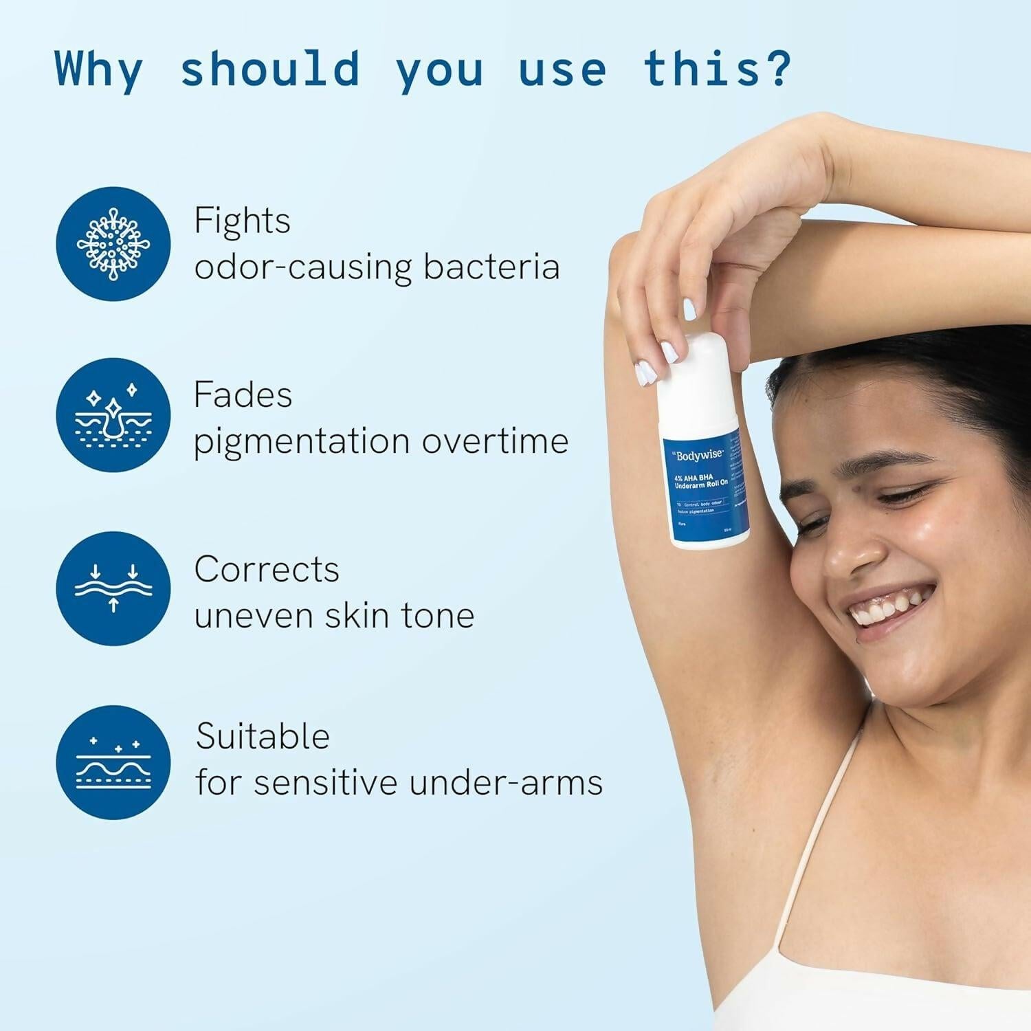 BeBodywise Underarm Liquid Roll On Fades Underarm Pigmentation For Sensitive Skin