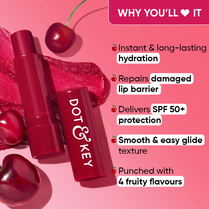 Dot & Key Barrier Repair Hydrating Lip Balm SPF 50 With Ceramides & Peptides Cherry Crimson