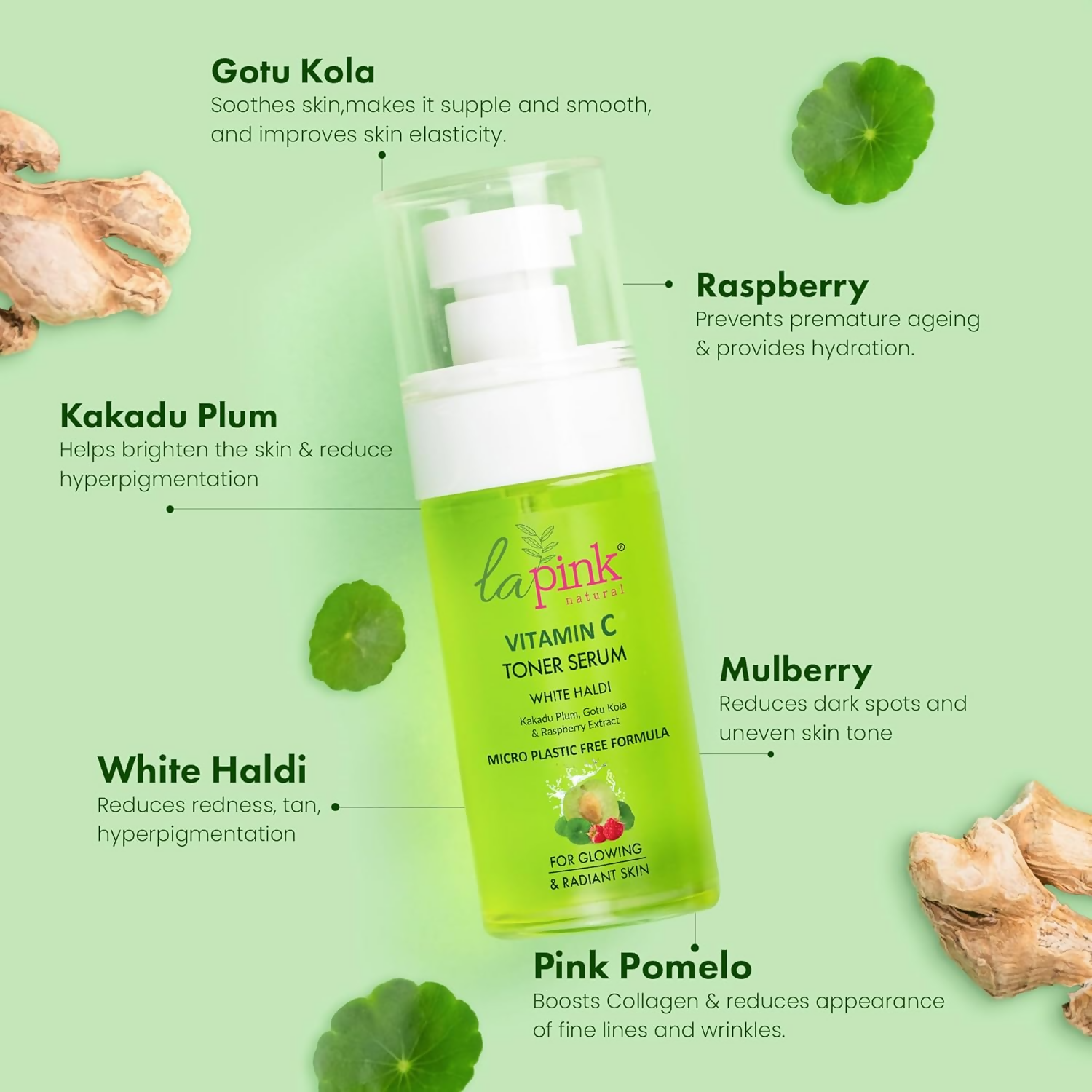 La Pink Vitamin C Face Toner Serum With White Haldi, Gotu Kola