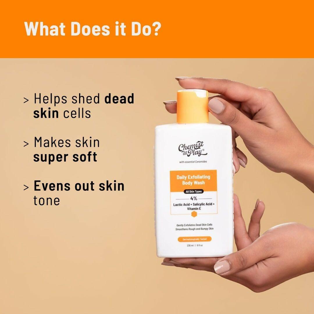 Chemist At Play Exfoliating Body Wash + Exfoliating Body Scrub For Tan Removal Combo